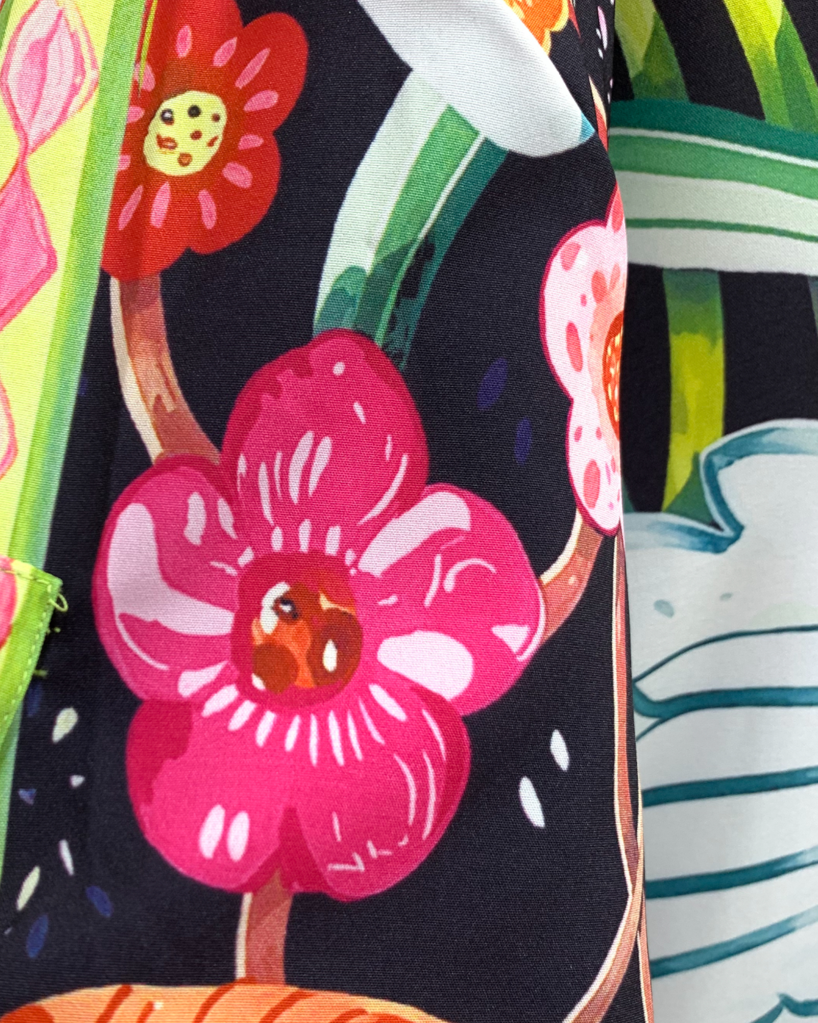 Tropical Print Button-Up Shirt and Shorts Set with Yellow Trim