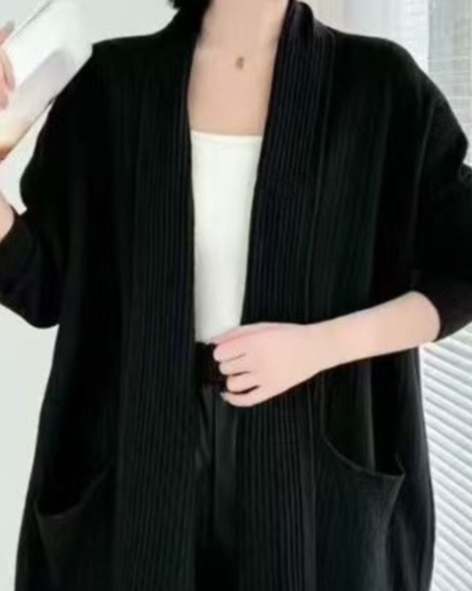 Fringe Hem Open Front Vest Coat