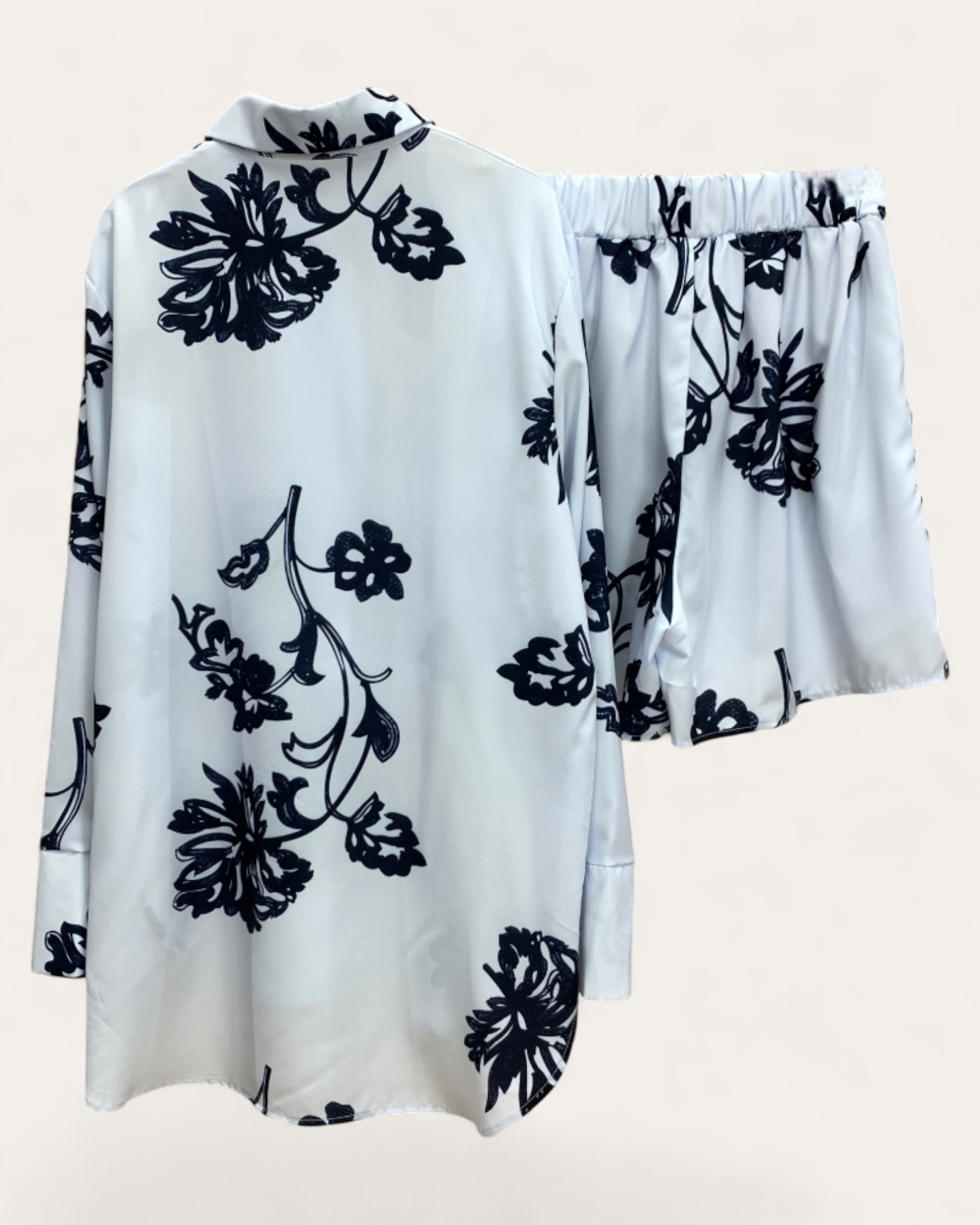 Floral Print Button-Up Shirt and Shorts Set