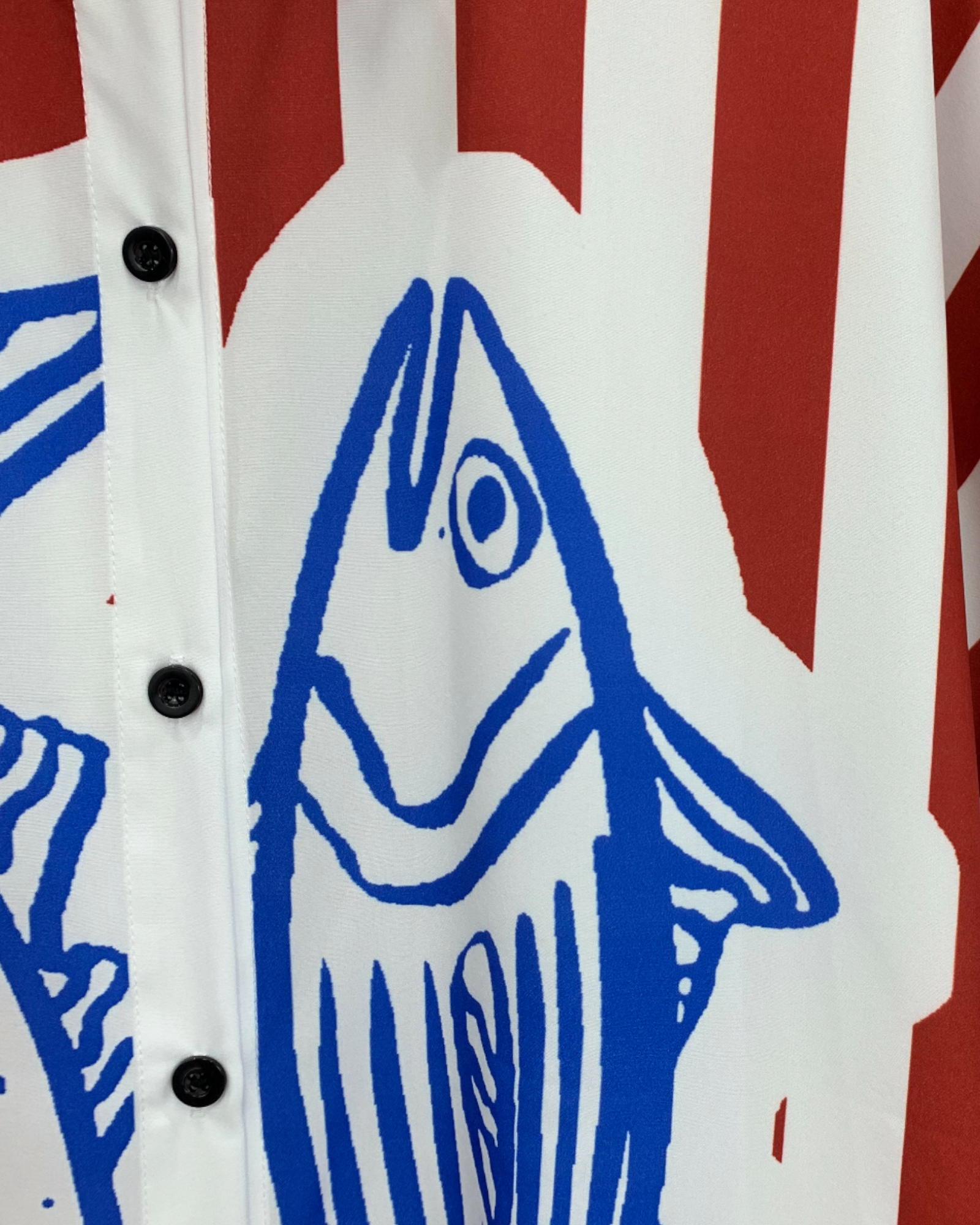 Striped Red & White Shirt and Pant Set with Fish Print