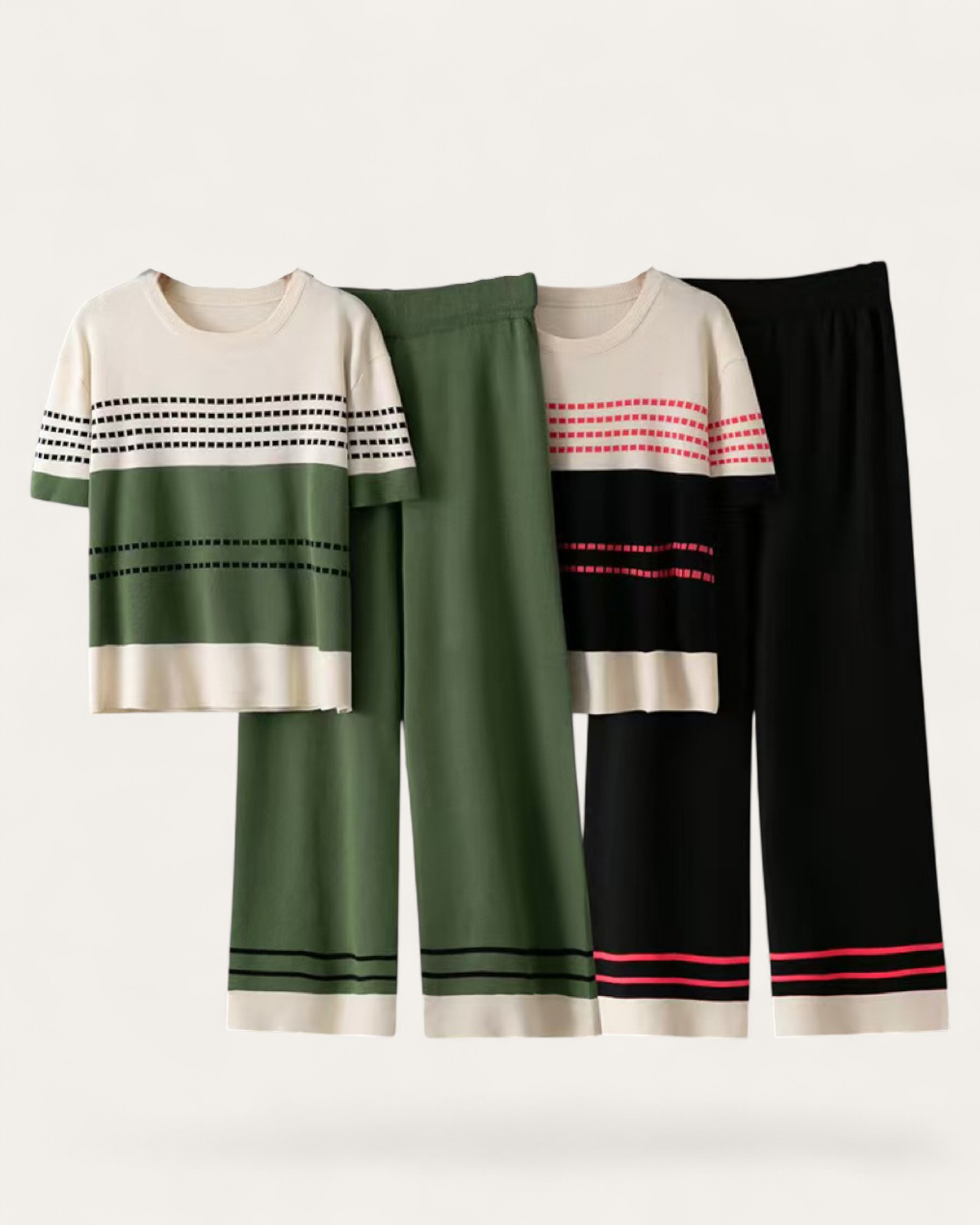 Striped Colorblock Knit Two-Piece Set