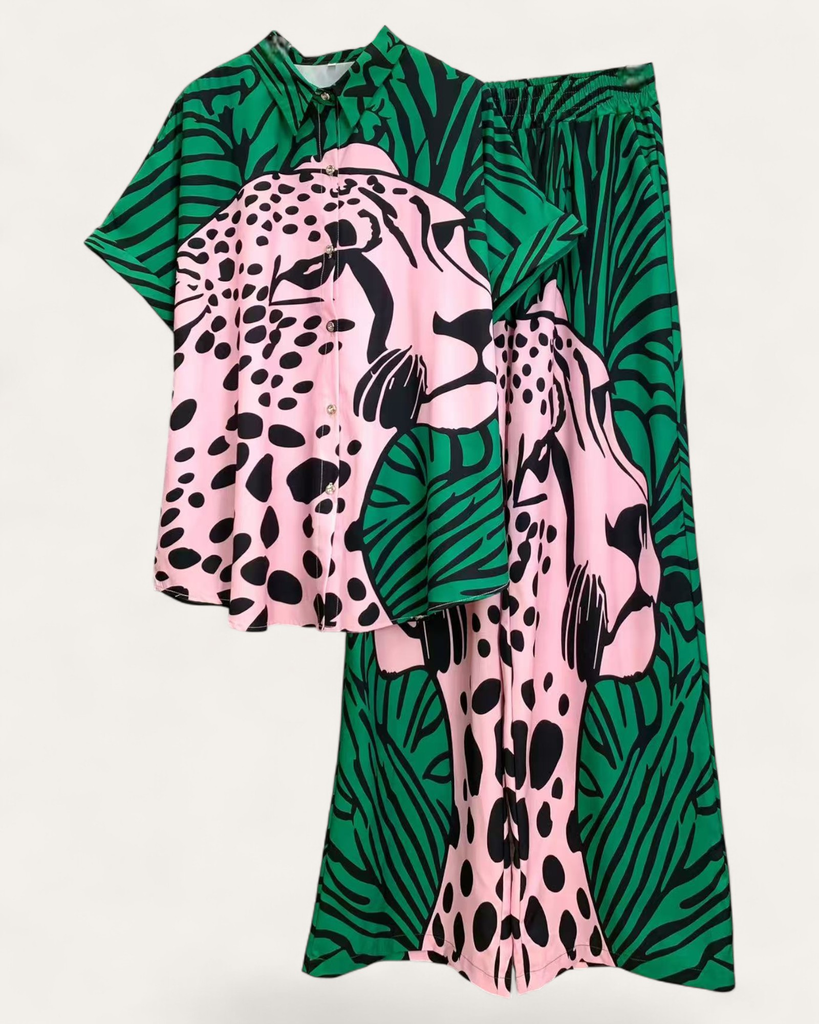 Jungle Leopard Print Two-Piece Set