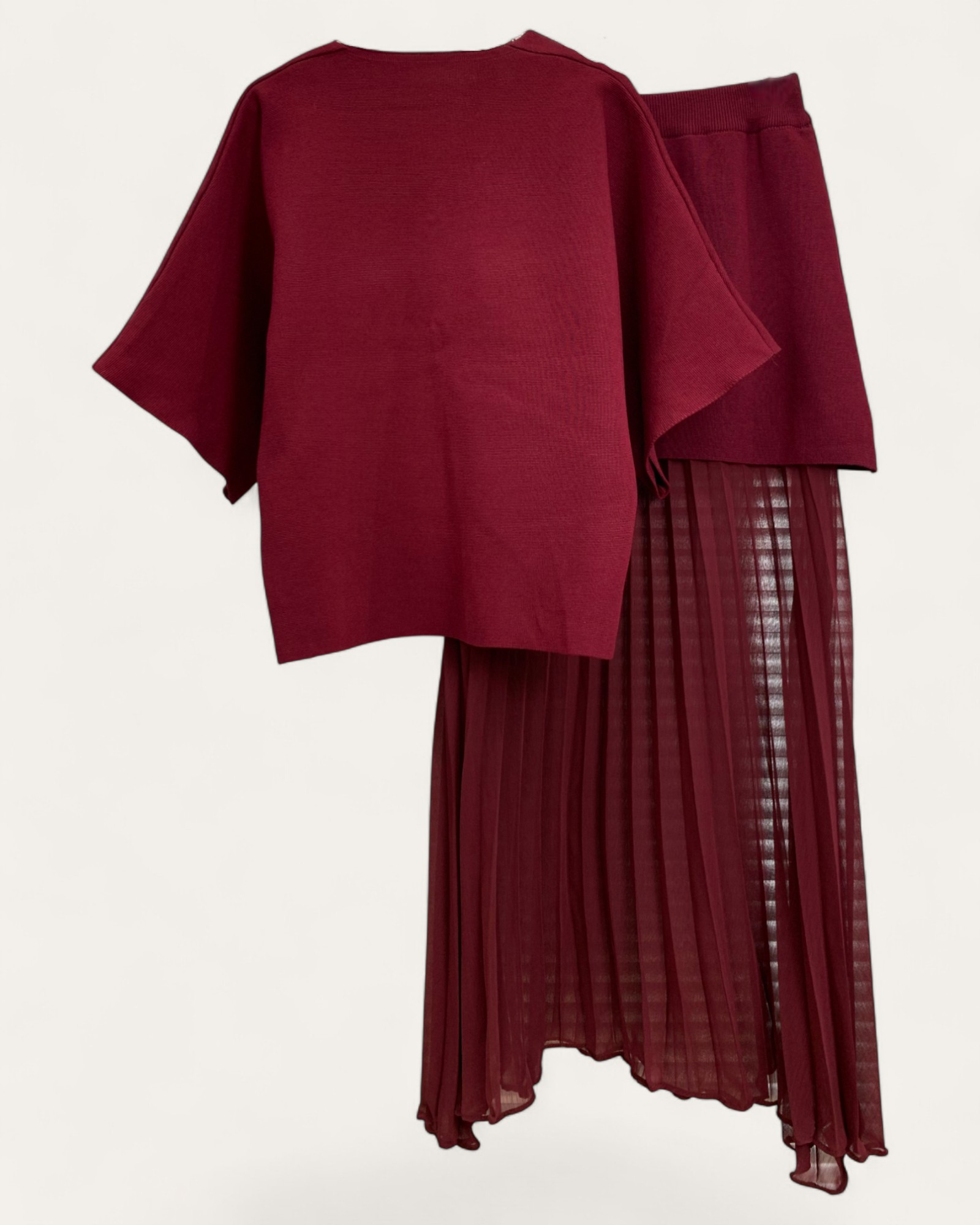Two-Piece Knit Sets with Pleated Maxi Skirt