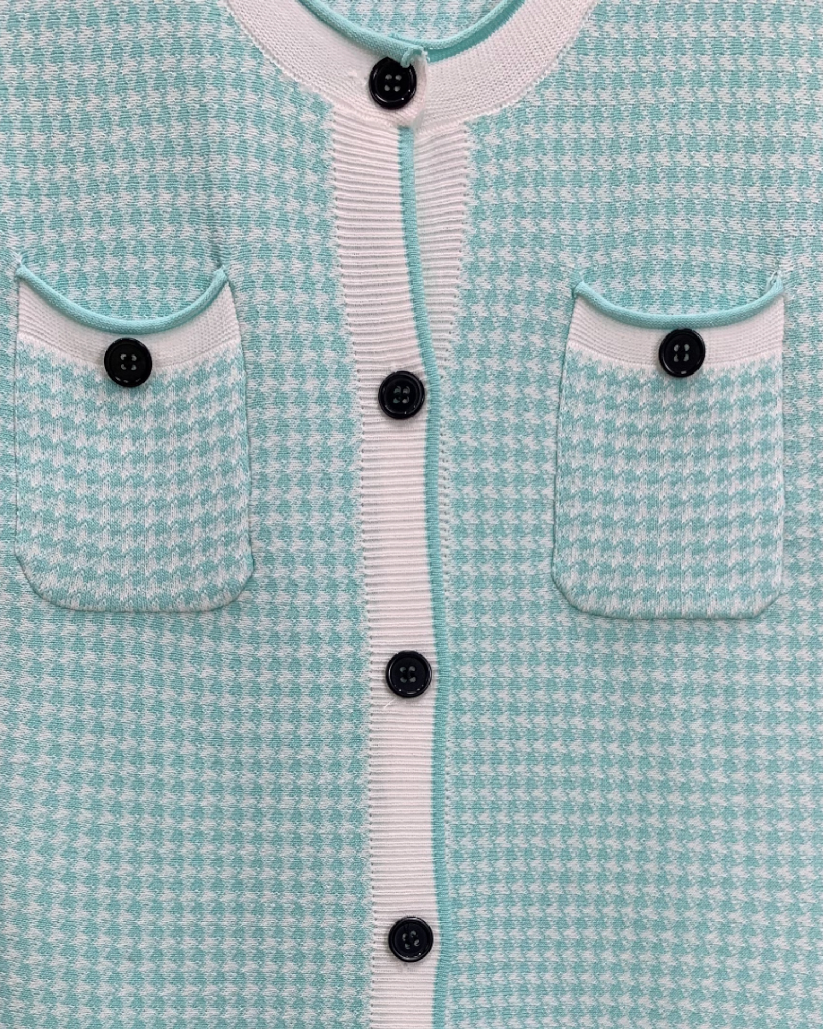 Houndstooth Sleeveless Knit Dress with Button Detail