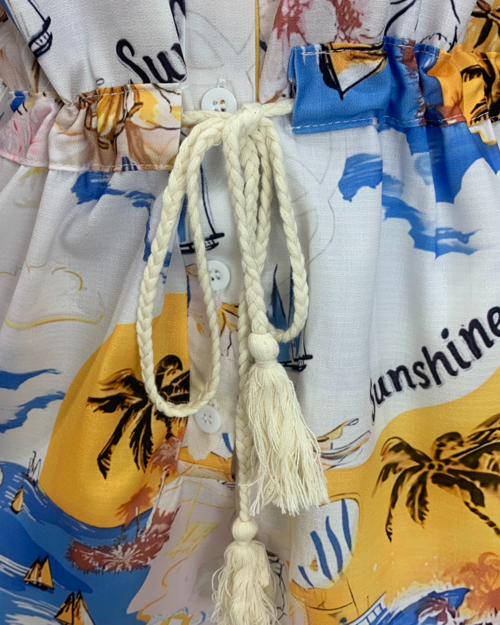 Tropical Island Print Button-Up Set