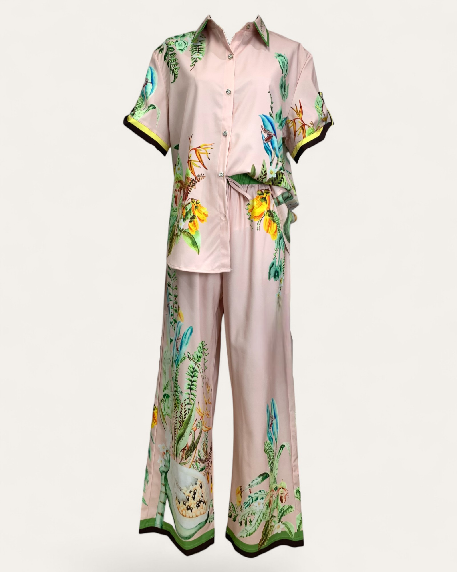 Tropical Garden Print Button-Down Set