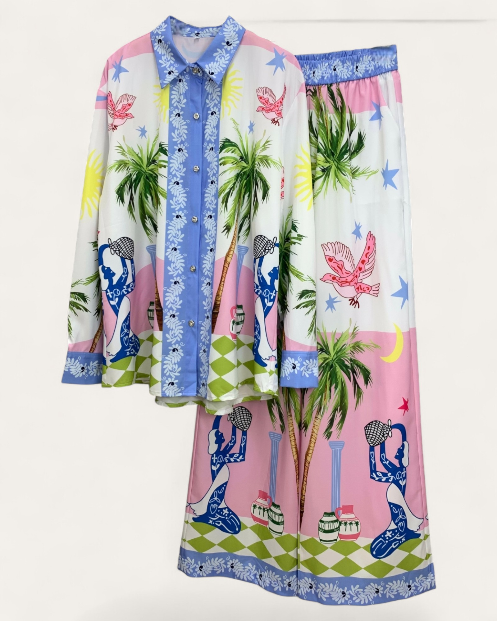 Tropical Palm Print Relaxed Set