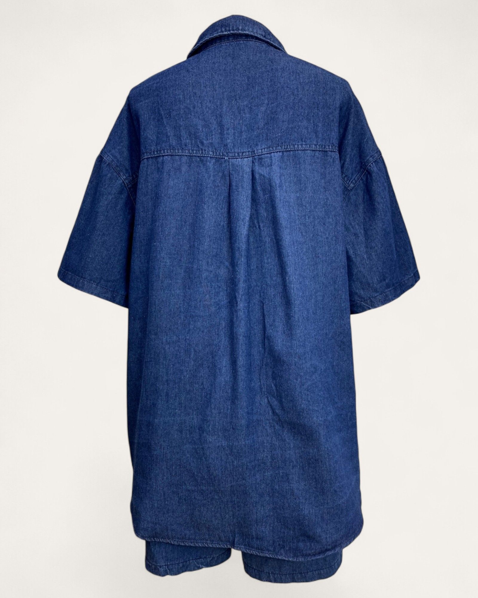 Star Patchwork Denim Shirt & Shorts Set