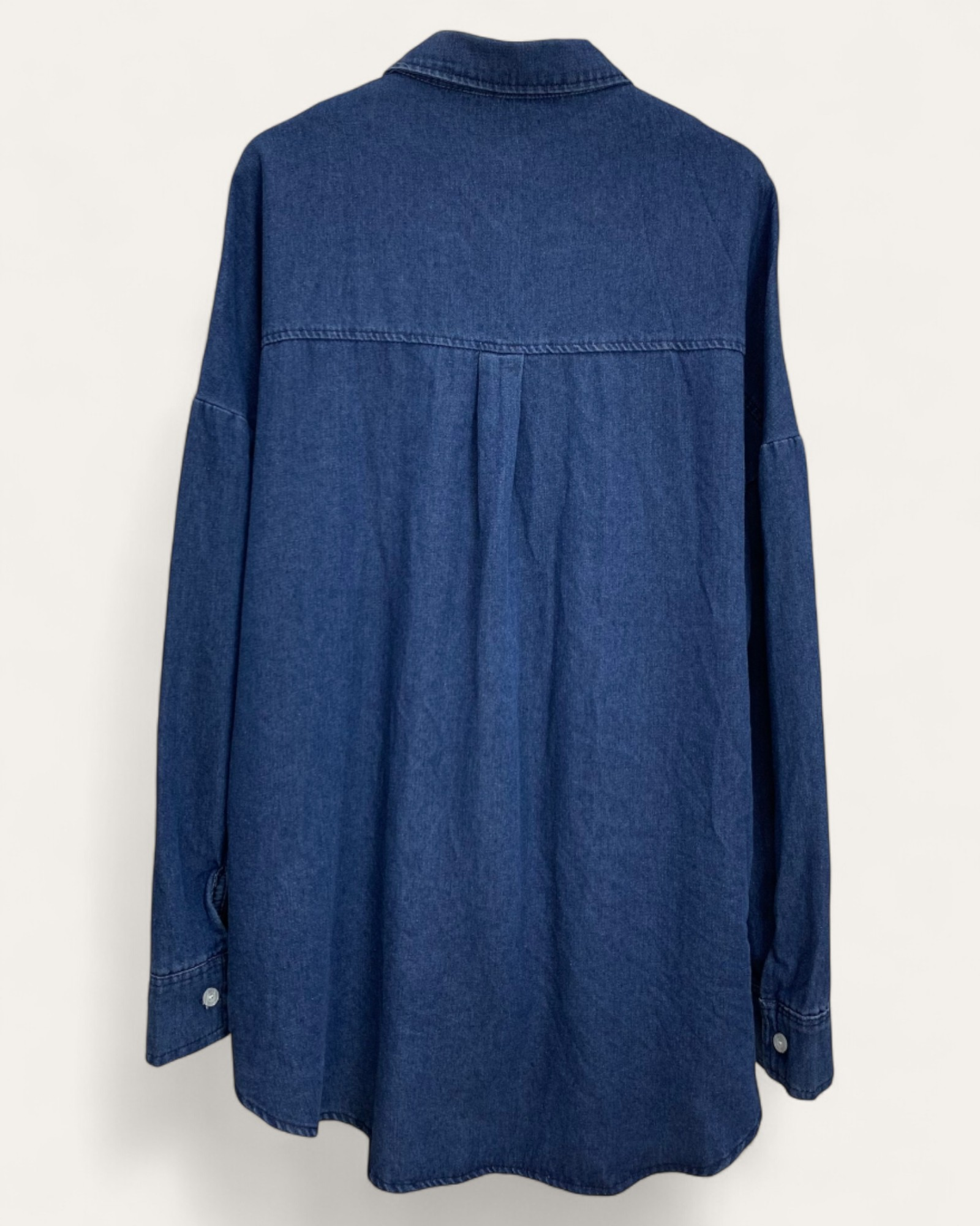 Pearl-Collar Gem Embellished Denim Shirt