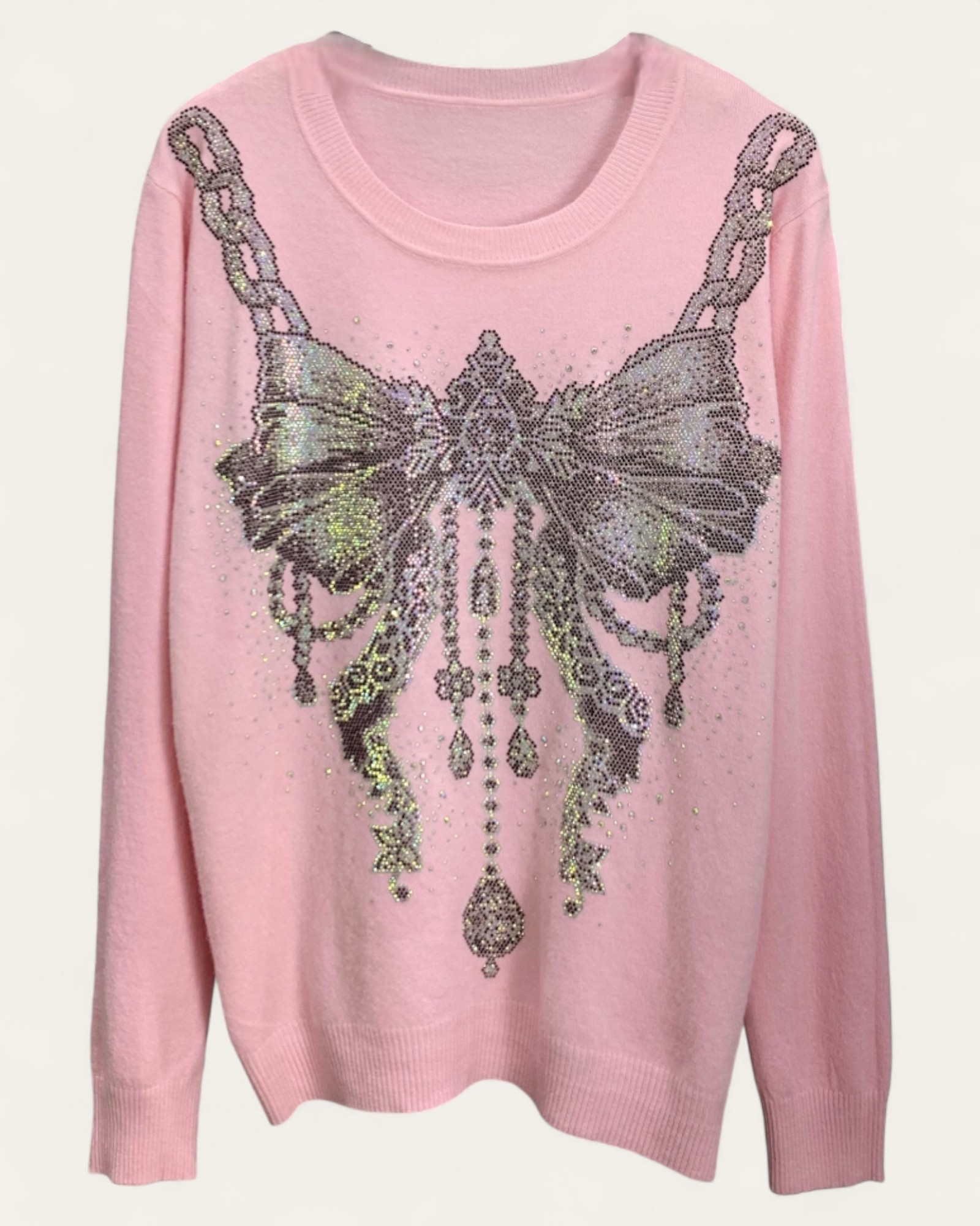 Rhinestone Bow Embellished Sweater
