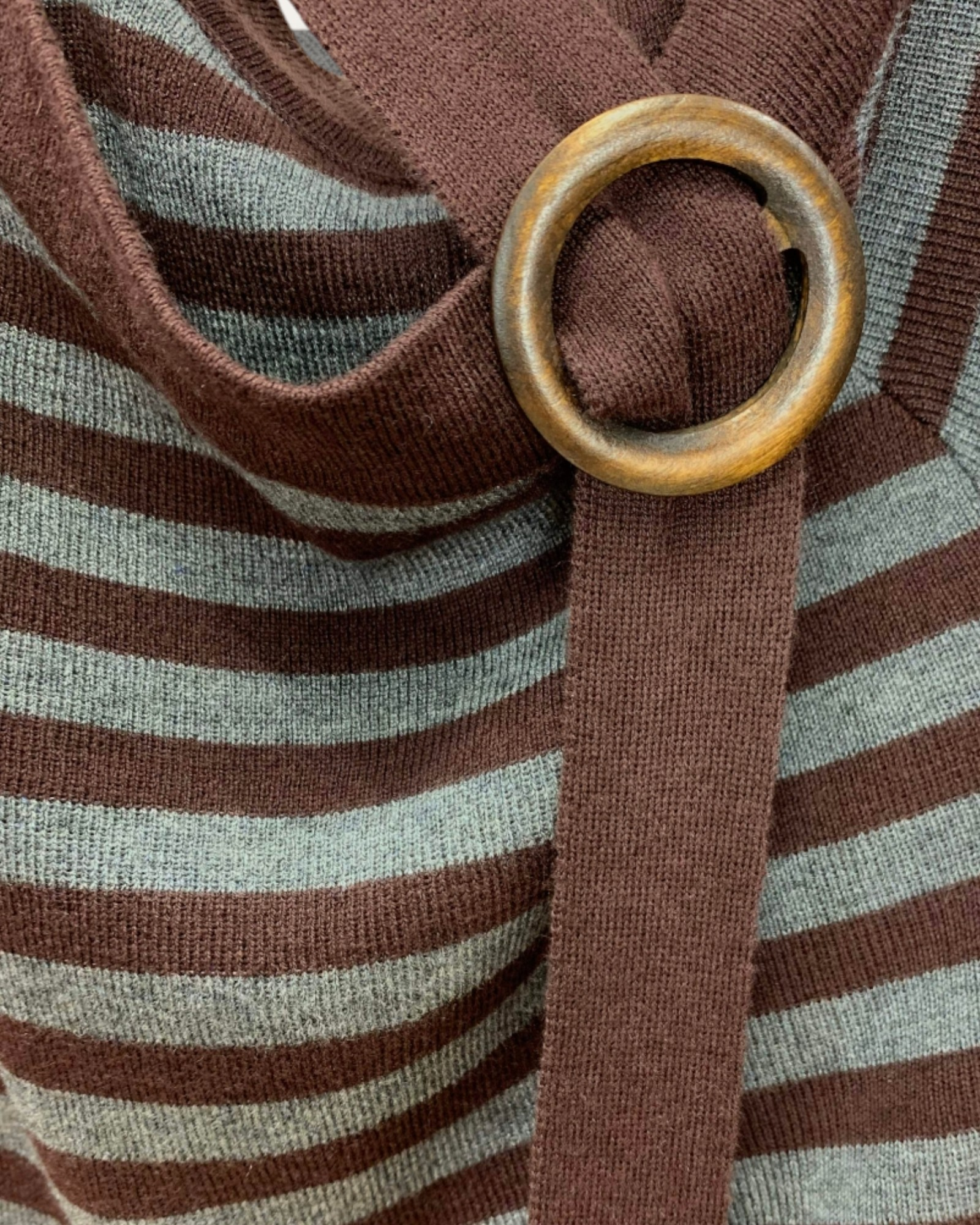 Asymmetric Striped Knit Top with Ring Strap