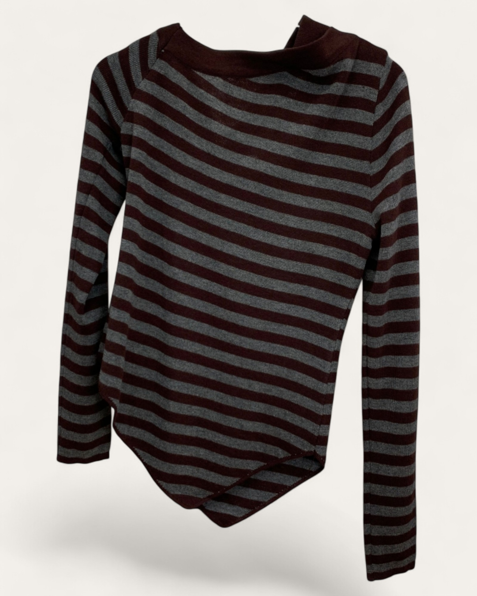 Asymmetric Striped Knit Top with Ring Strap