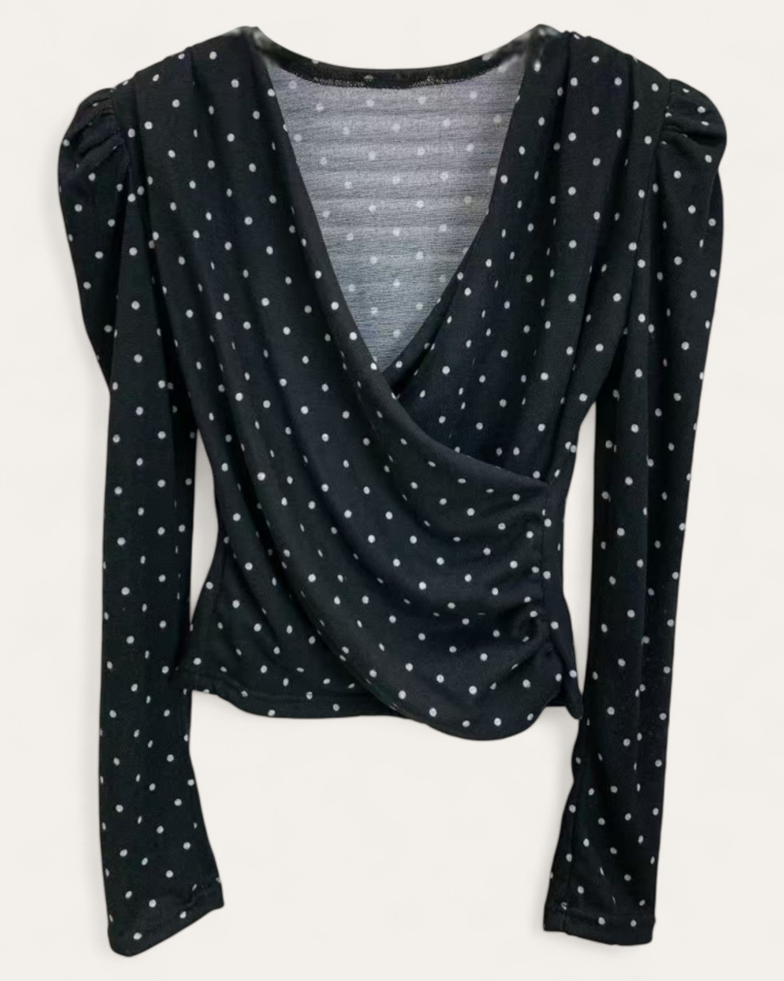 Draped Front Polka Dot Blouse
