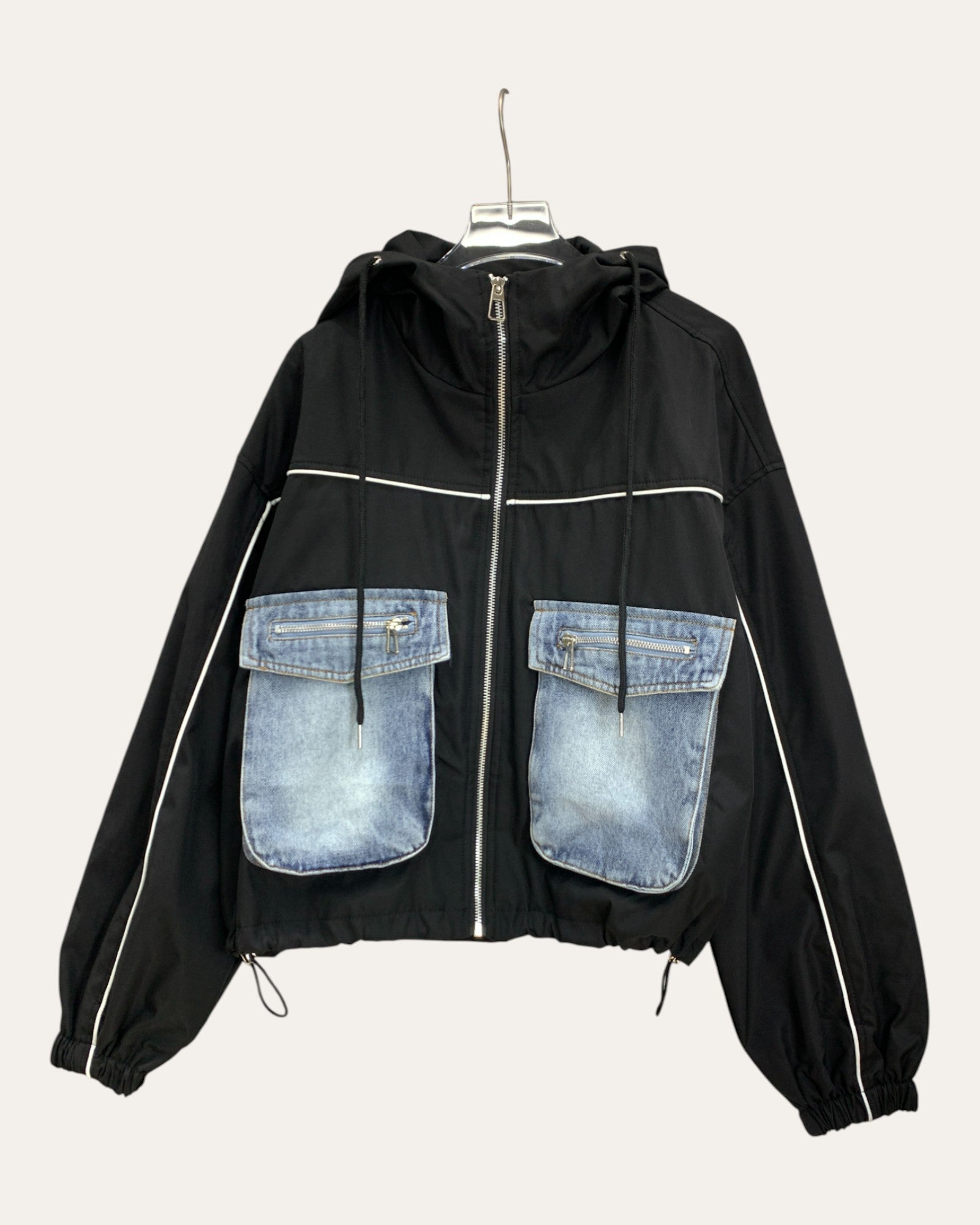 Contrast Denim Pocket Zip Jacket