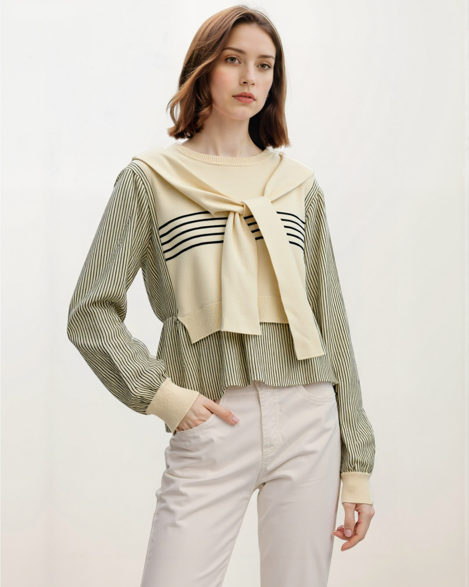 Striped Layered Effect Blouse