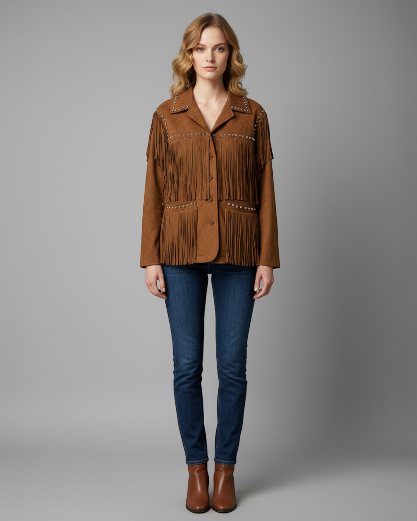 Fringe Studded Suede Jacket