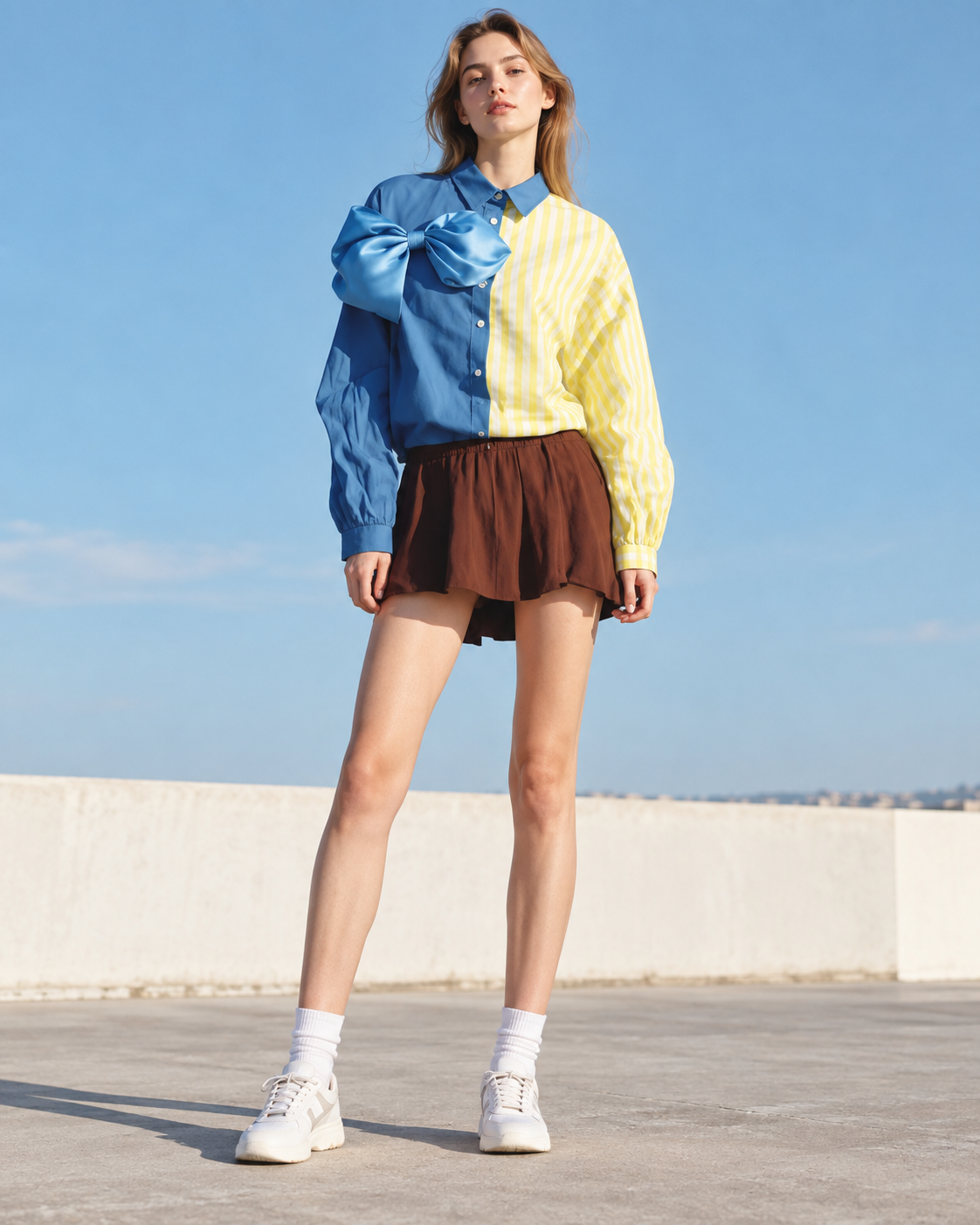 Color Block Bow Detail Shirt