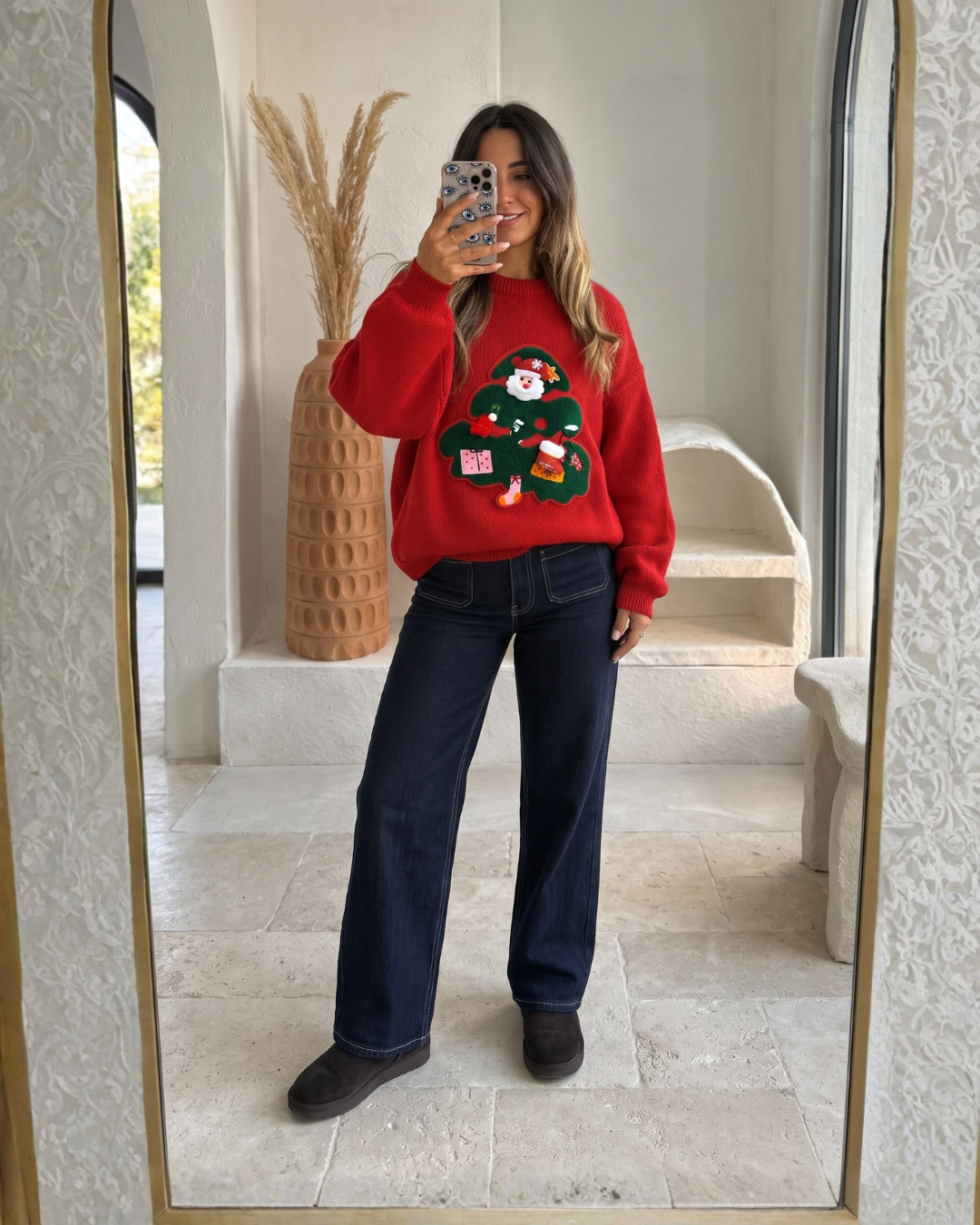 Holiday Tree Appliqué Knit Sweater