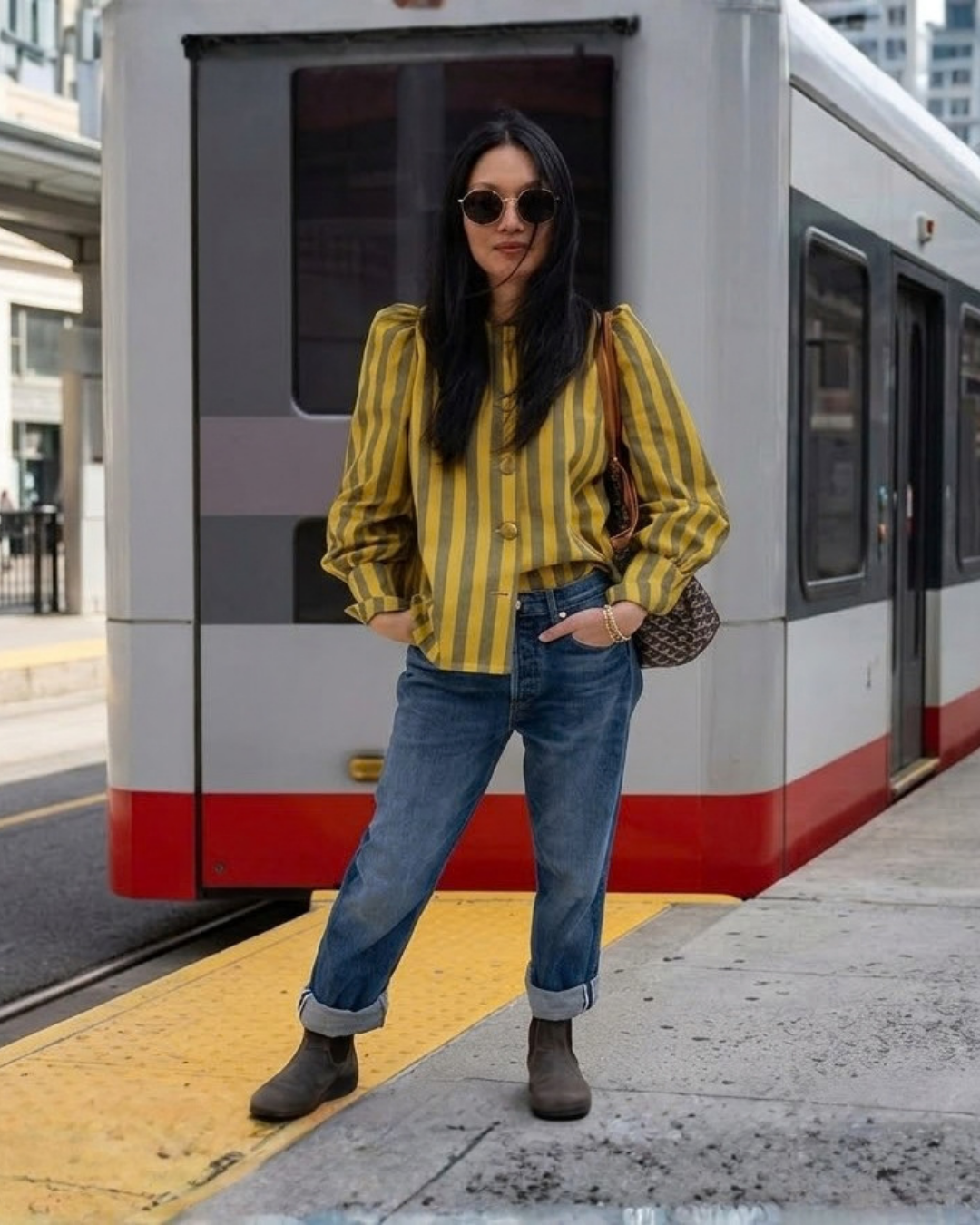 Vintage Stripe Puff Sleeve Top