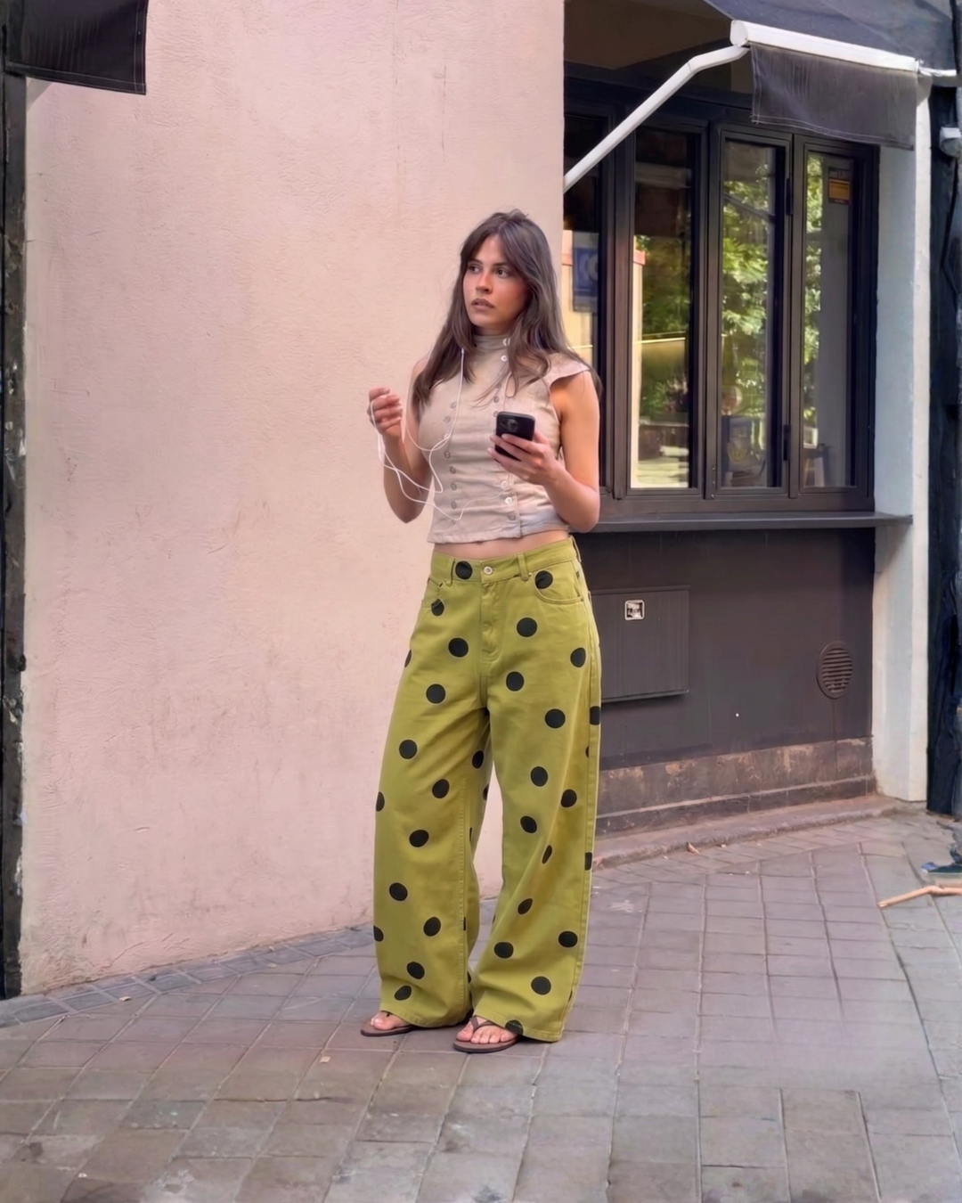 Polka Dot Wide-Leg Pants