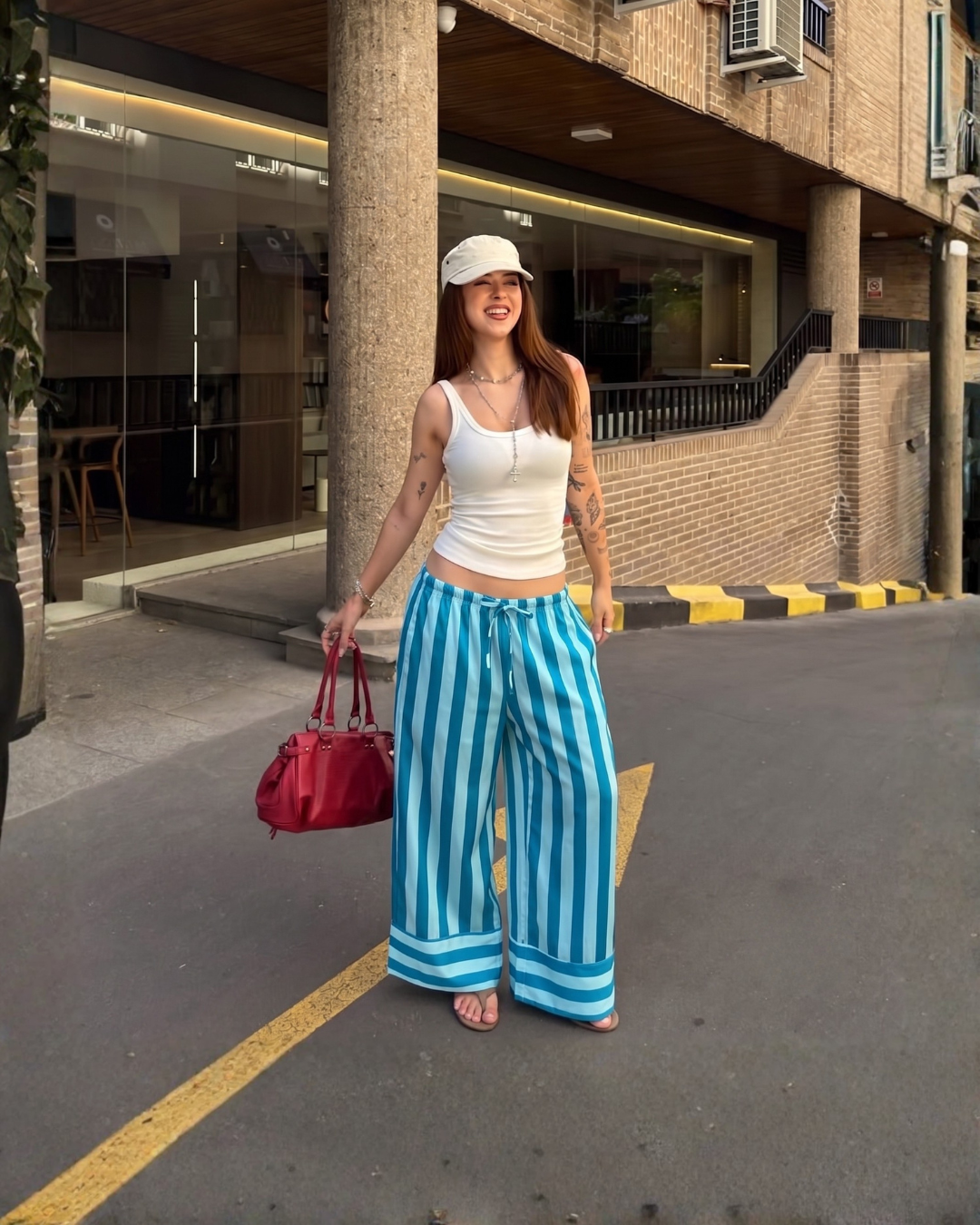 Seaside Stripe Wide-Leg Pants