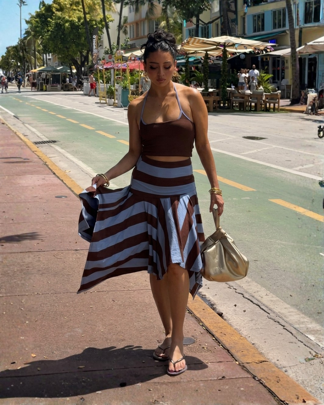 Harbor Stripe Handkerchief Skirt