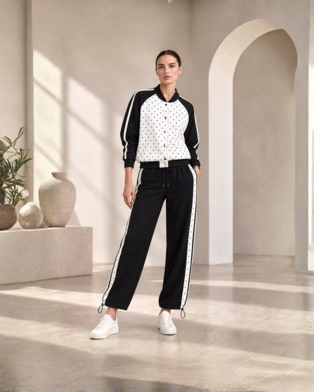 Polka Dot Ruffle-Trim Track Set