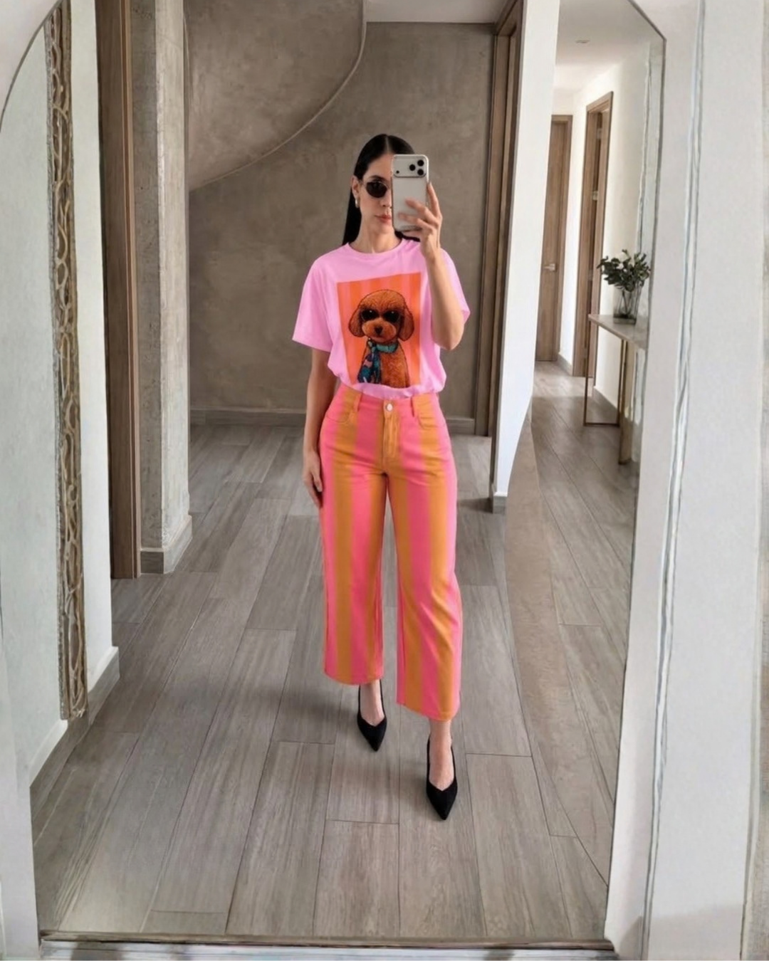 Retro Stripe Wide-Leg Pants
