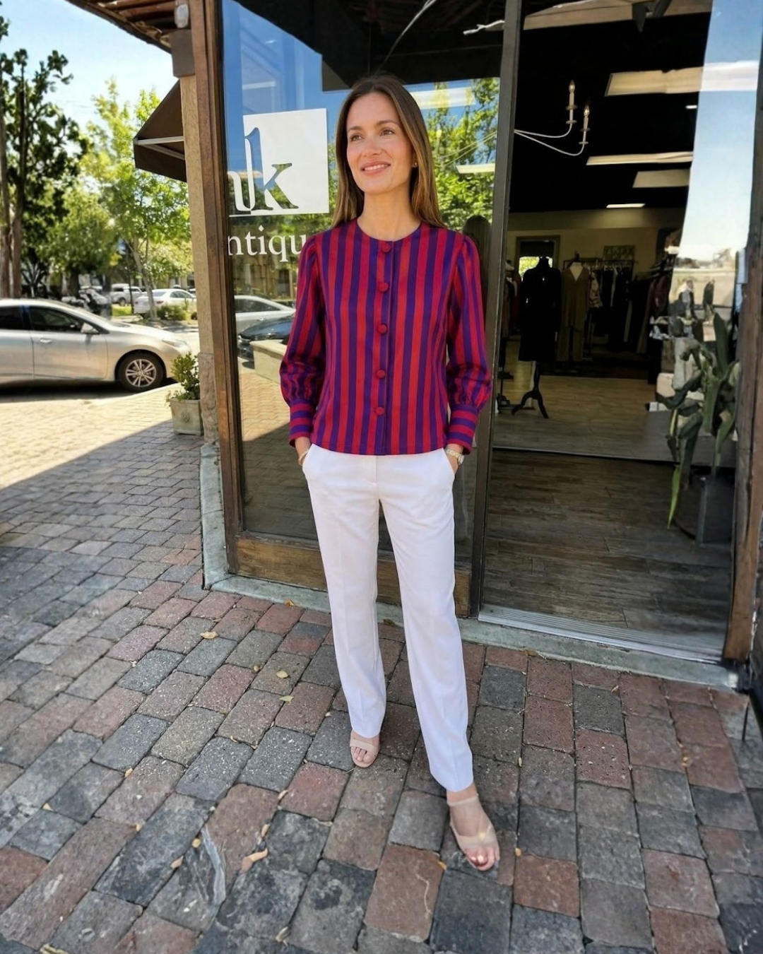 Retro Stripe Statement Blouse