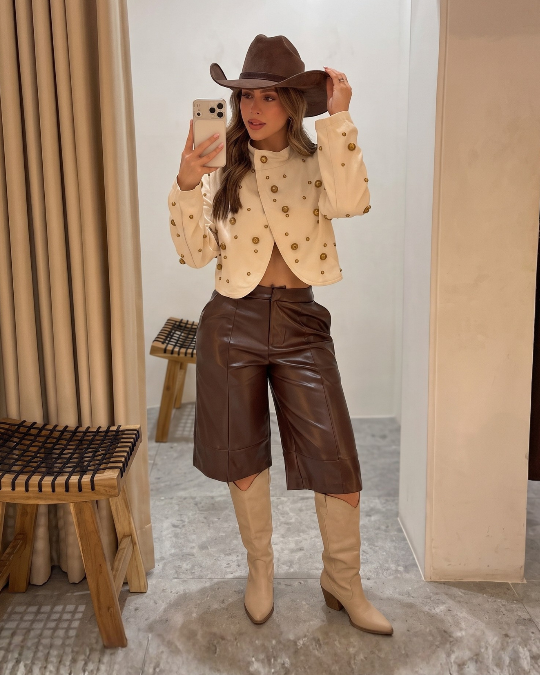 Pearl Stud Cropped Jacket