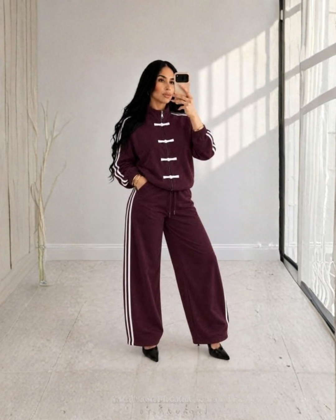 Contrast Stripe Knit Two-Piece Set