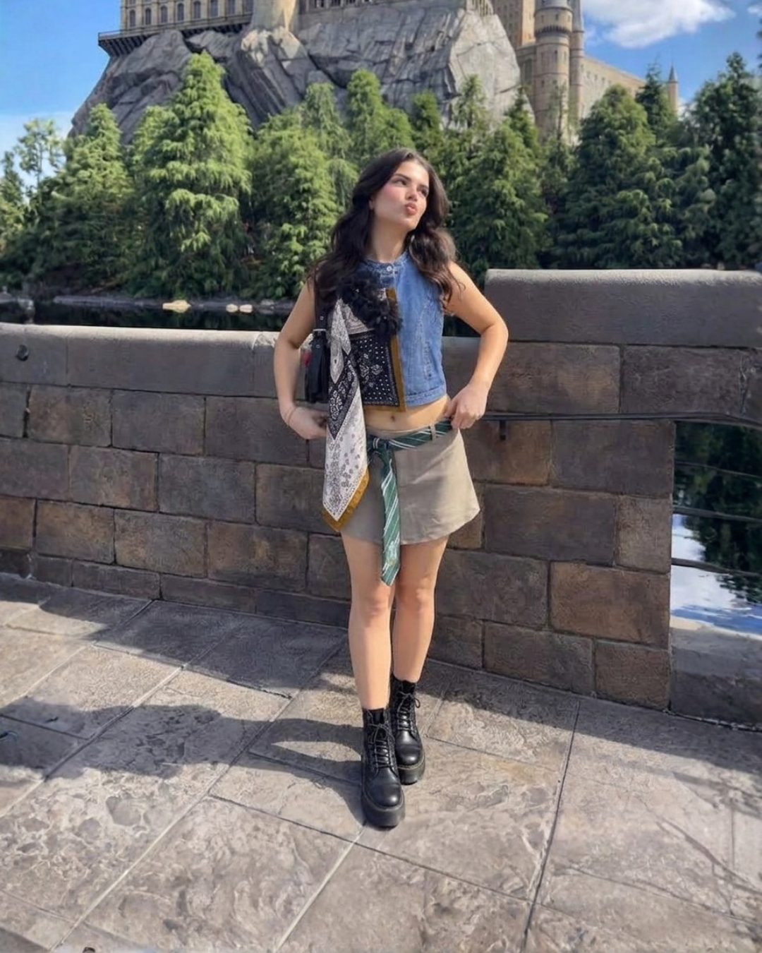 Scarf Detail Denim Vest