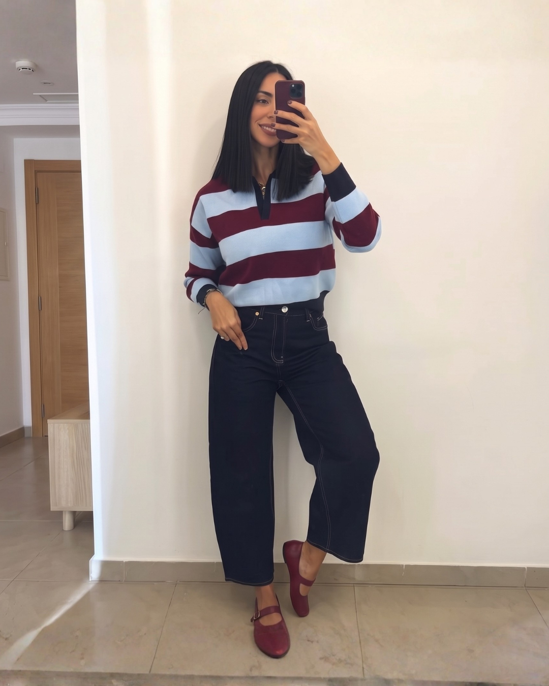 Striped Collar Knit Sweater