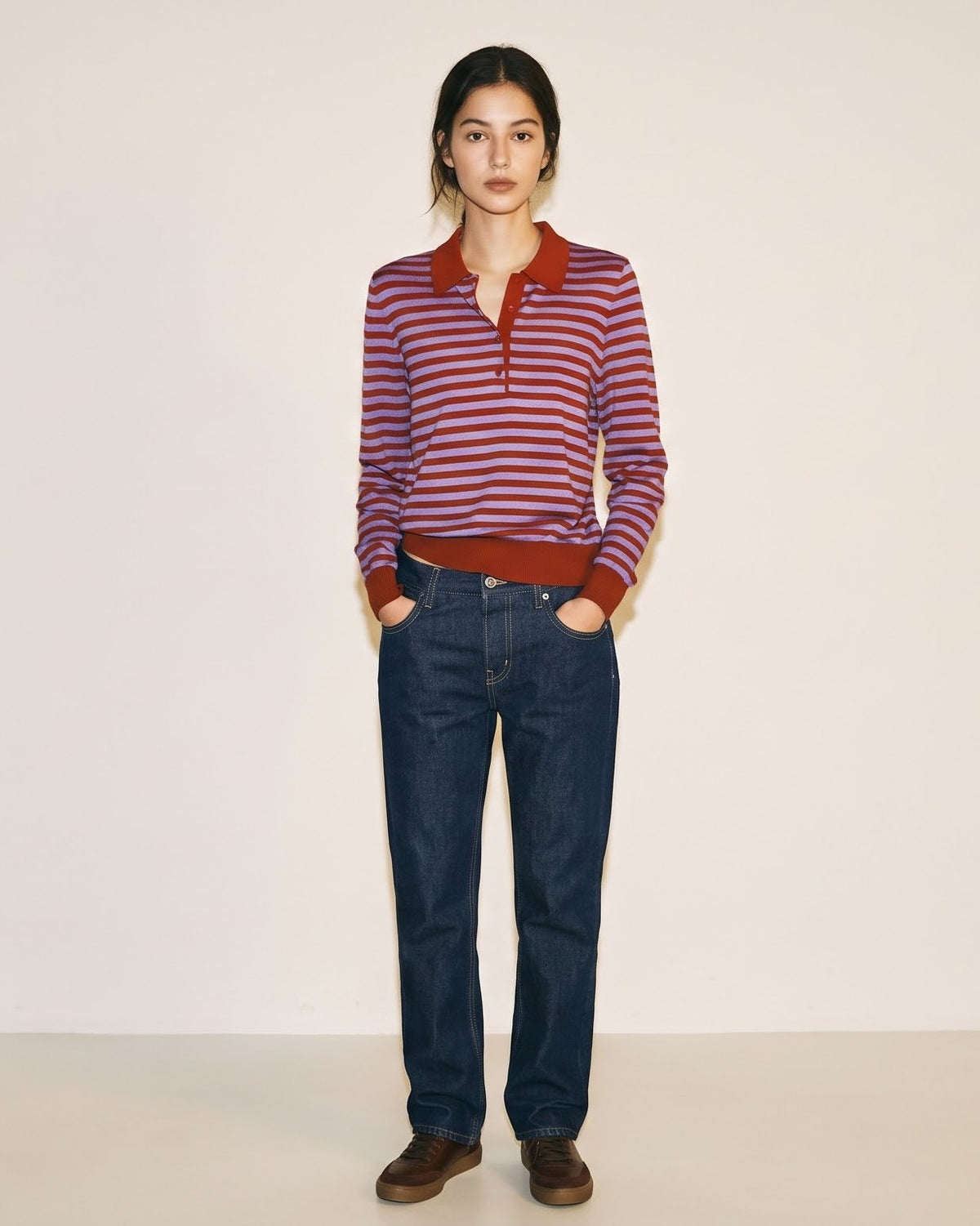 Retro Pop Striped Polo Sweater