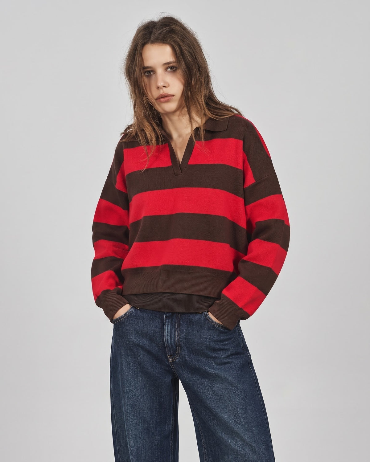 Varsity Stripe Polo Knit Sweater