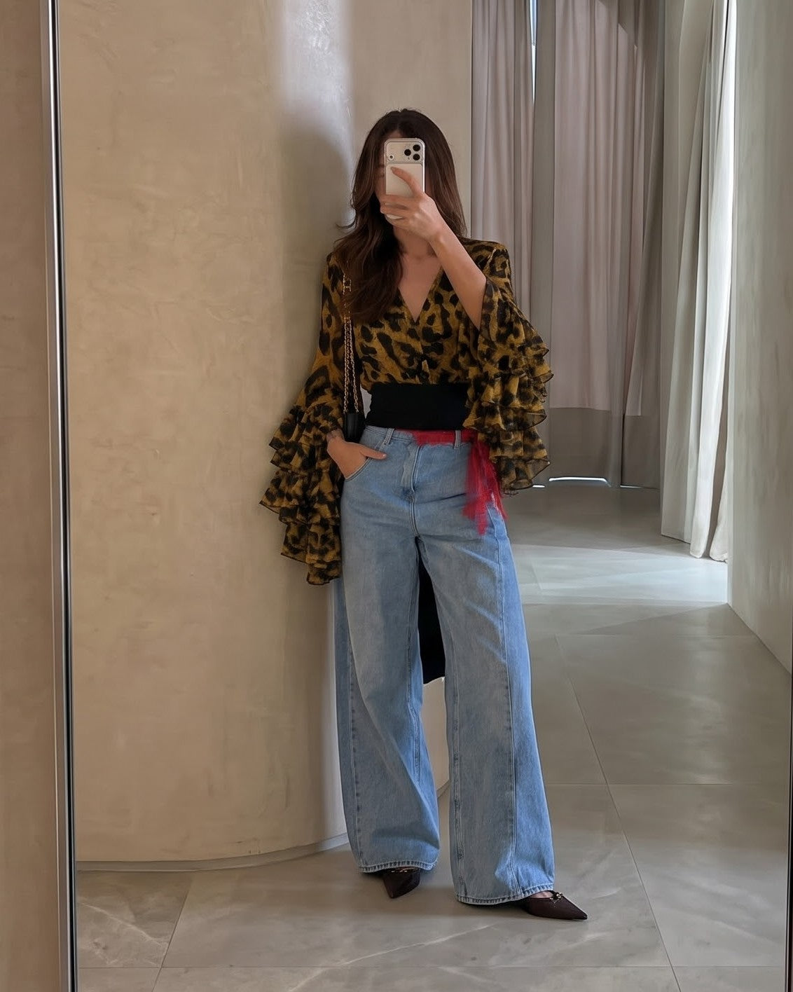 Fierce Romance Ruffle Leopard Blouse