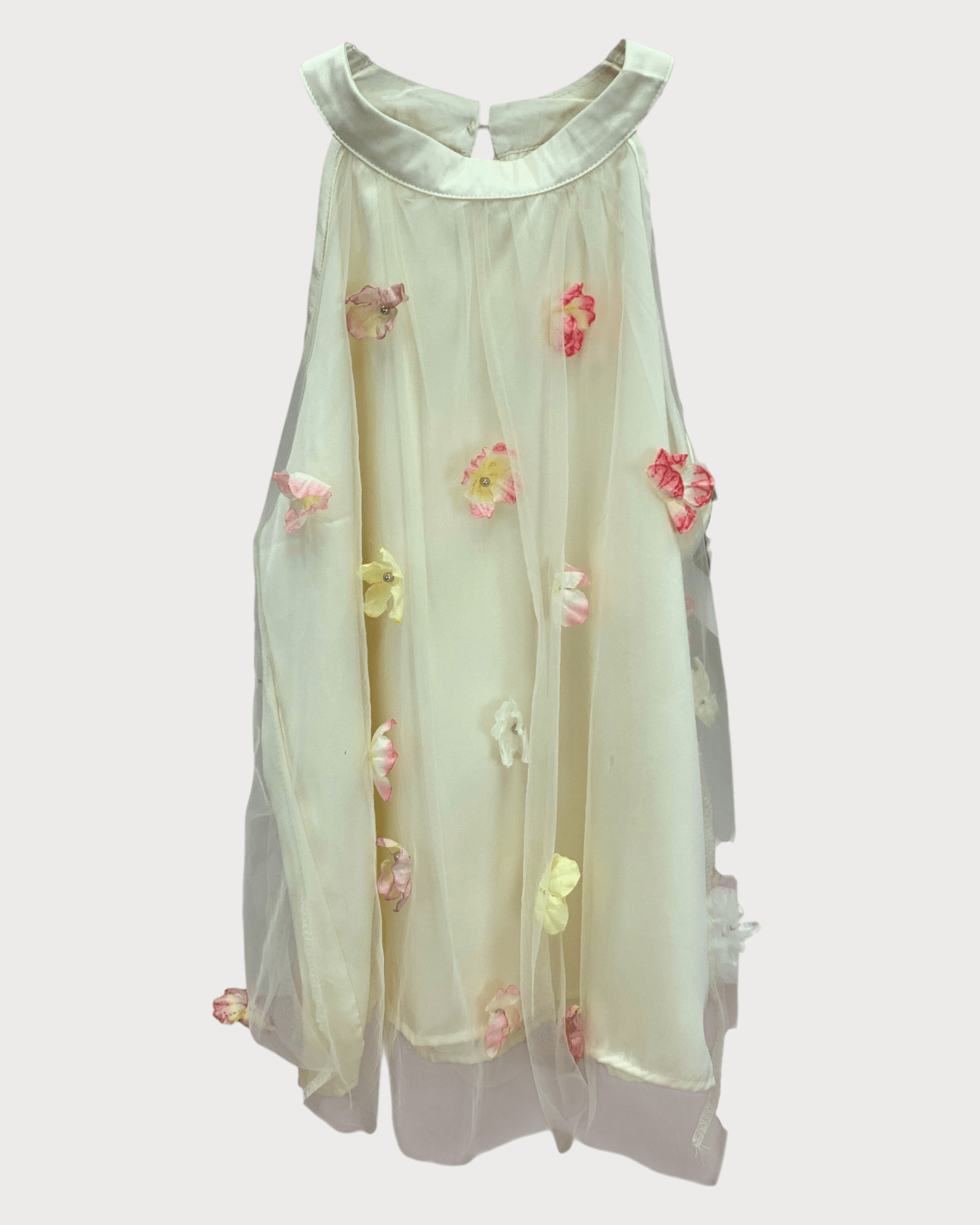 3D Floral Appliqué Sheer Halter Top - Zilvina