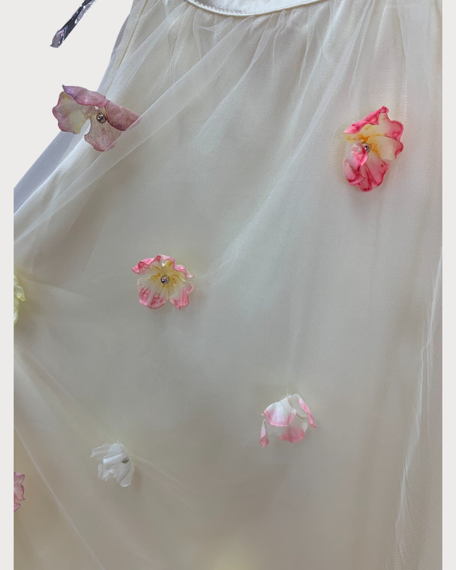 3D Floral Appliqué Sheer Halter Top - Zilvina