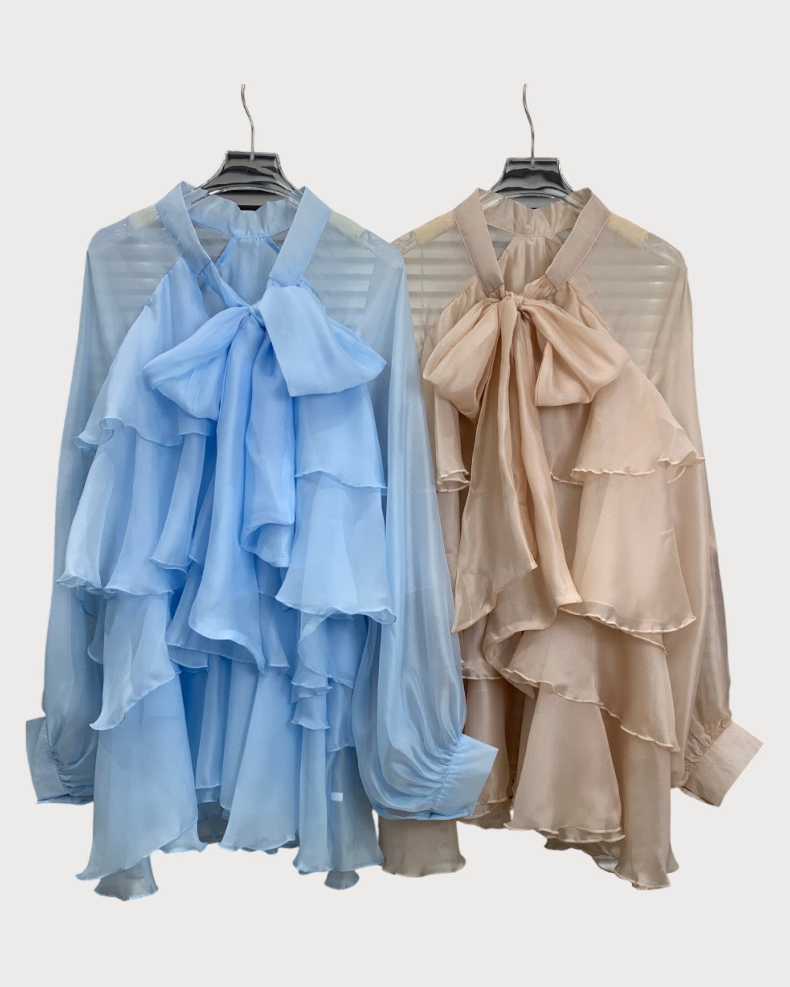 Layered Ruffle Blouse with Oversized Bow