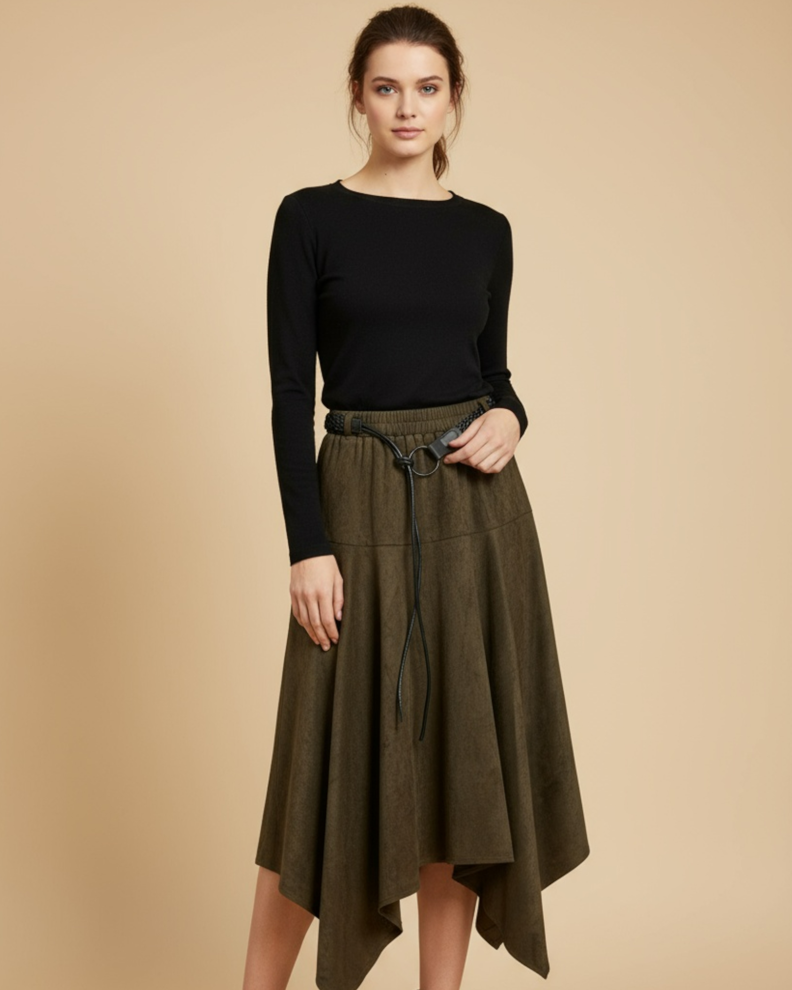 Dark Suede Flow Skirt