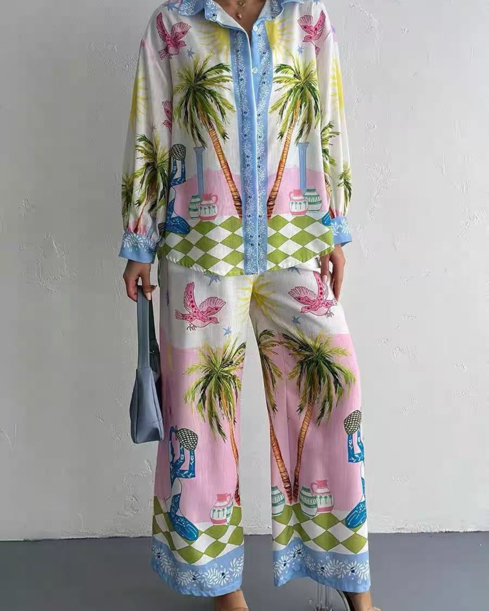 Tropical Palm Print Relaxed Set