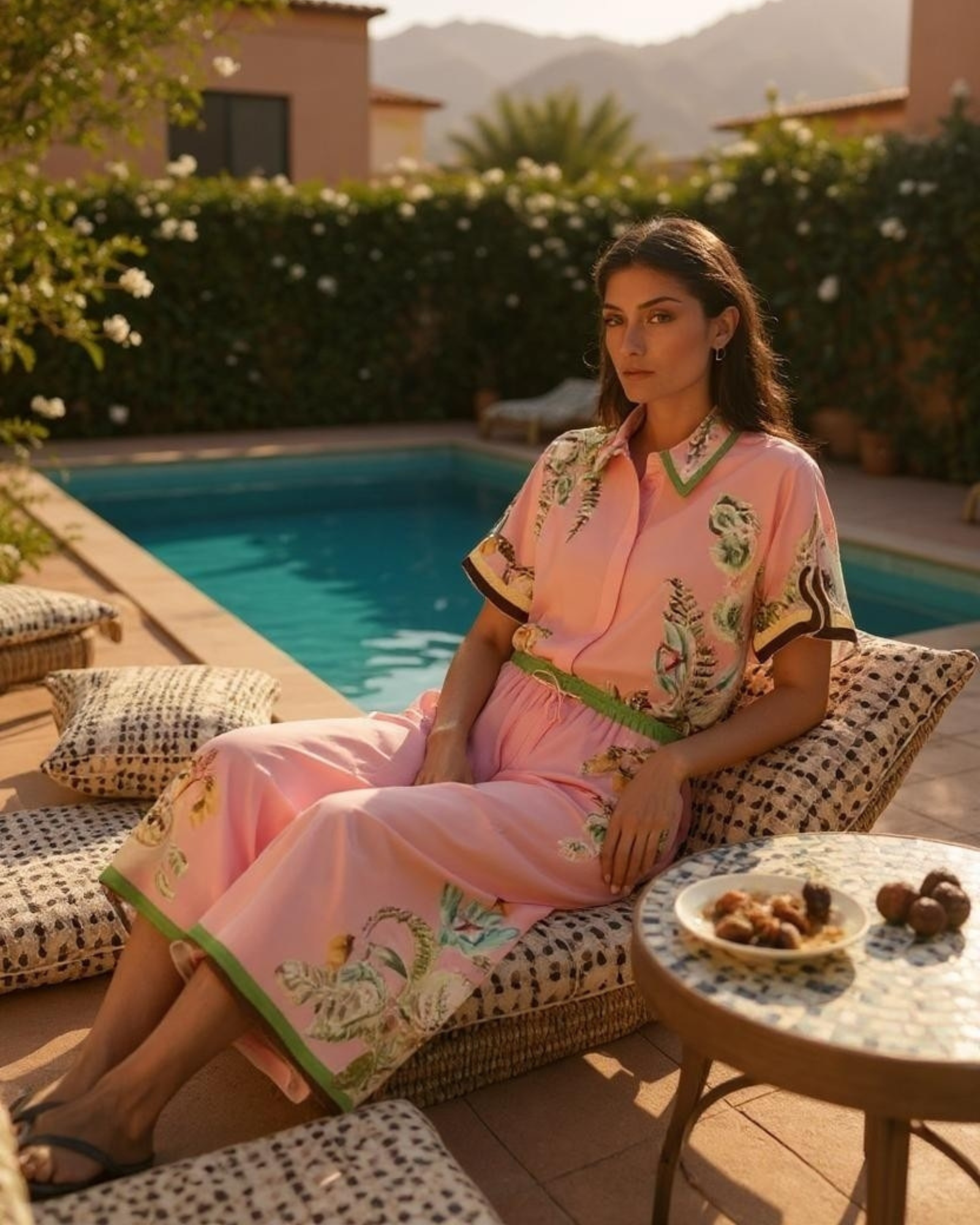 Tropical Garden Print Button-Down Set