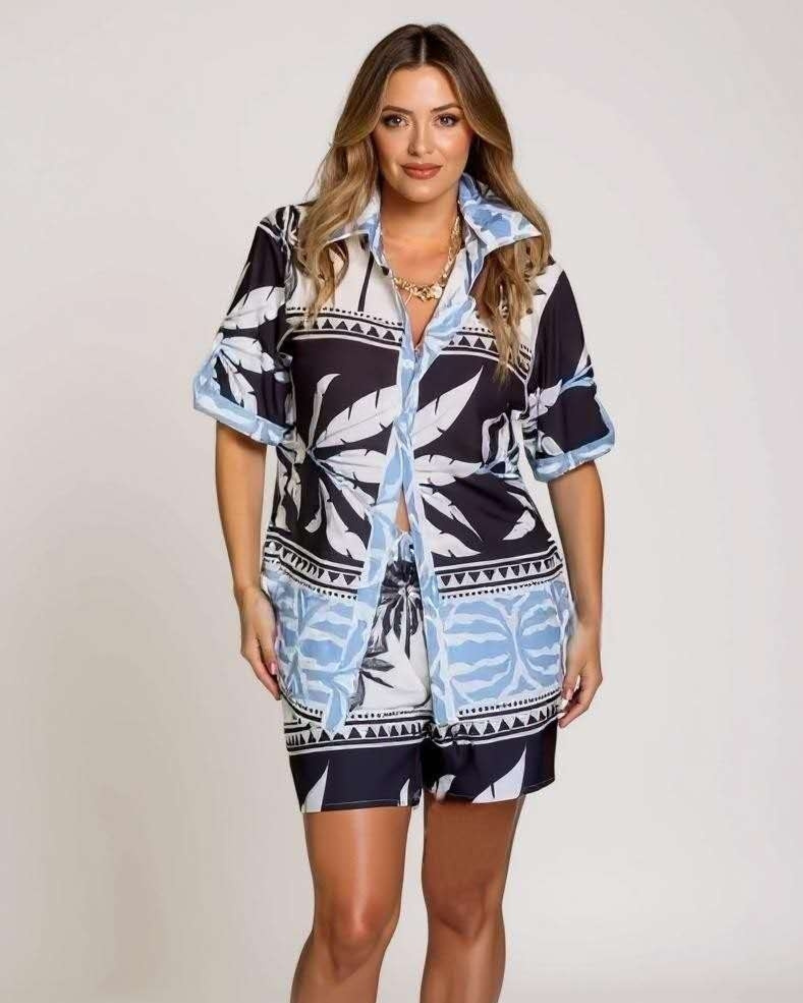 Tropical Breeze Printed Shirt & Shorts Set