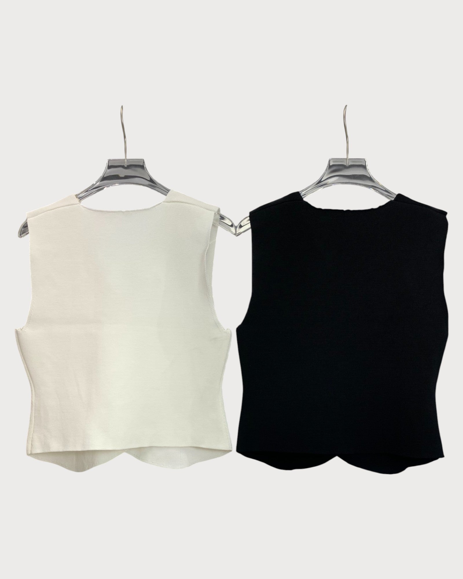 Embellished Knit Vest with Gold Button Detail