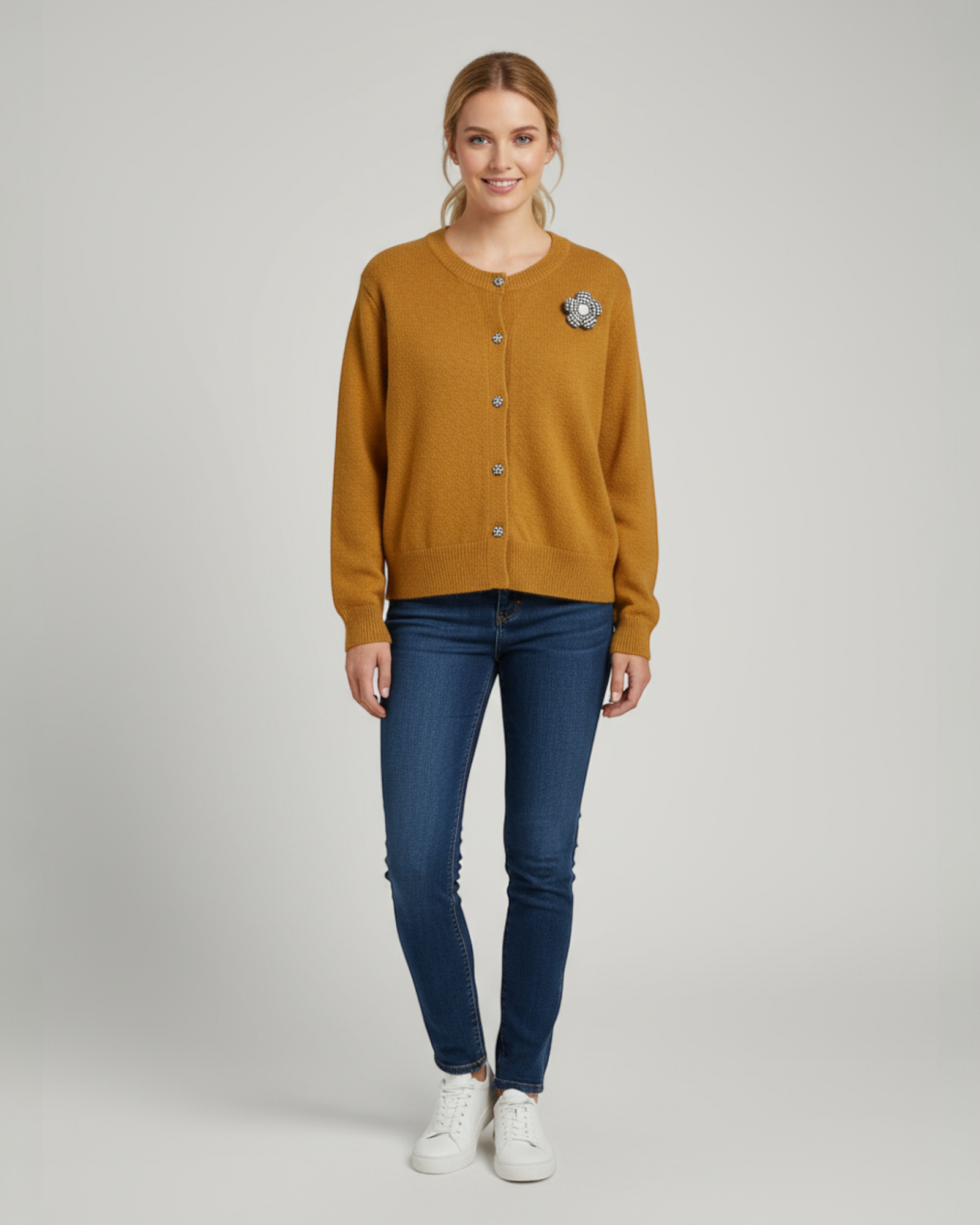 Flower Button Knit Cardigan