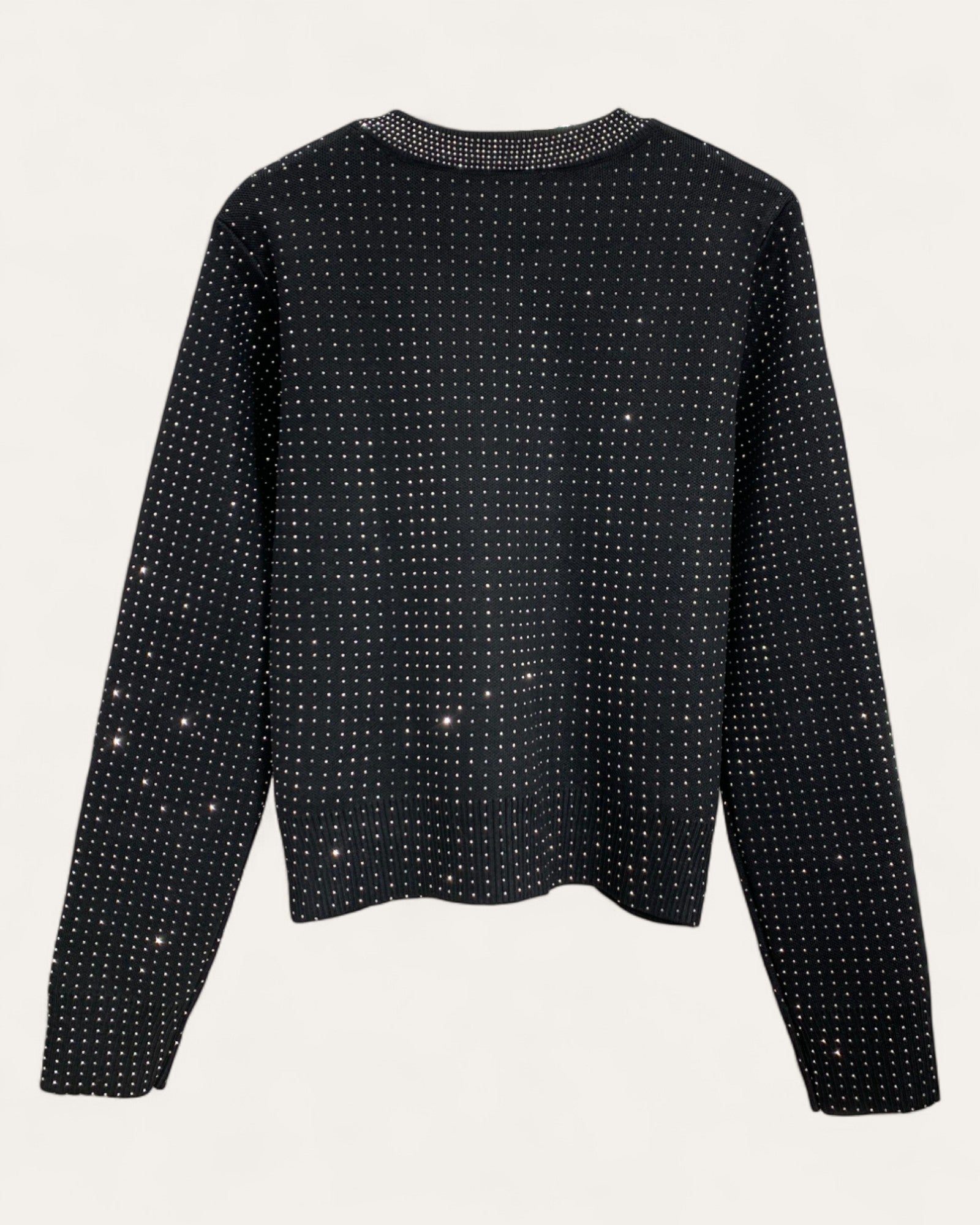 Rhinestone Button Cardigan with Bow and Rose Brooch