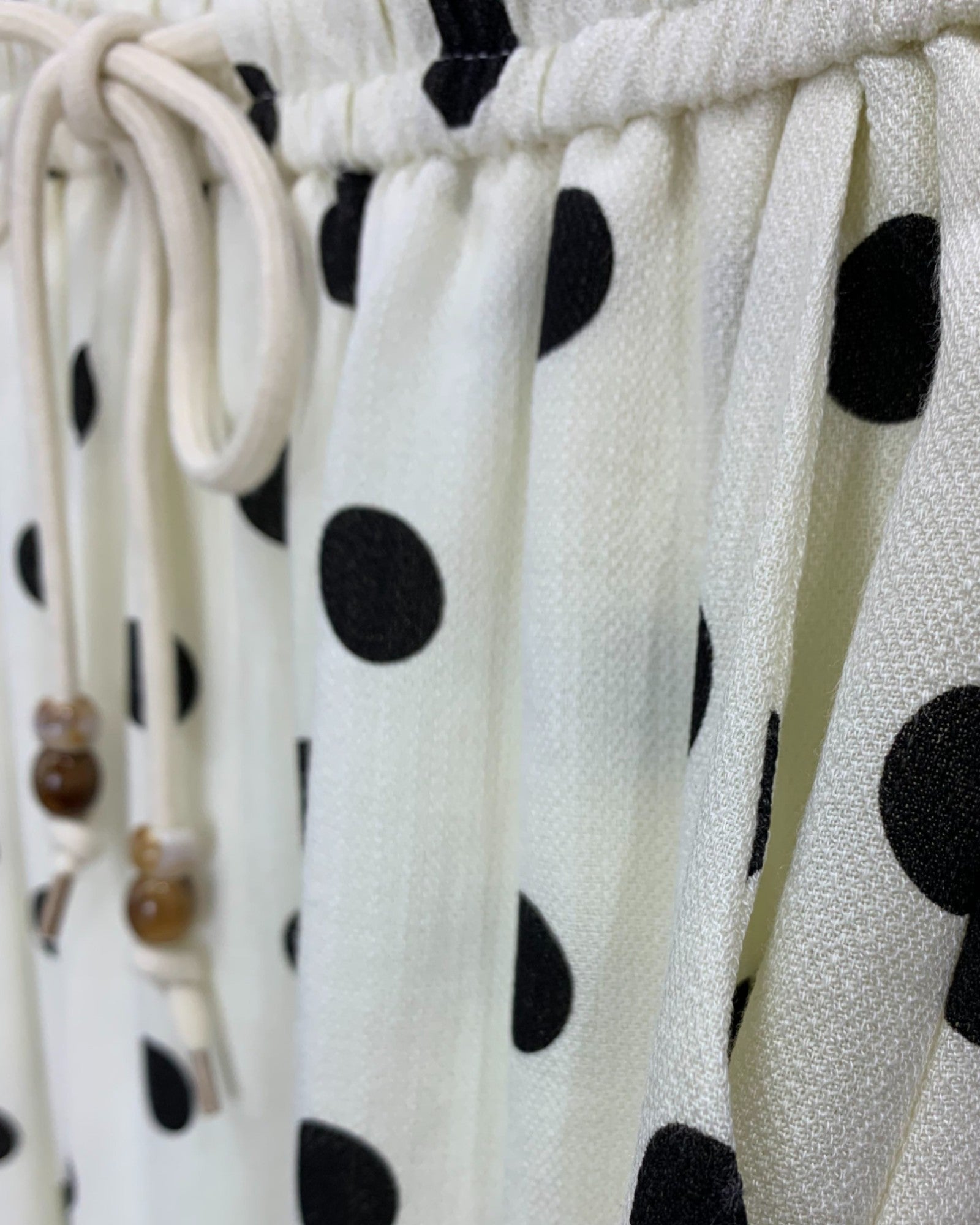 Polka Dot Drawstring Midi Skirt