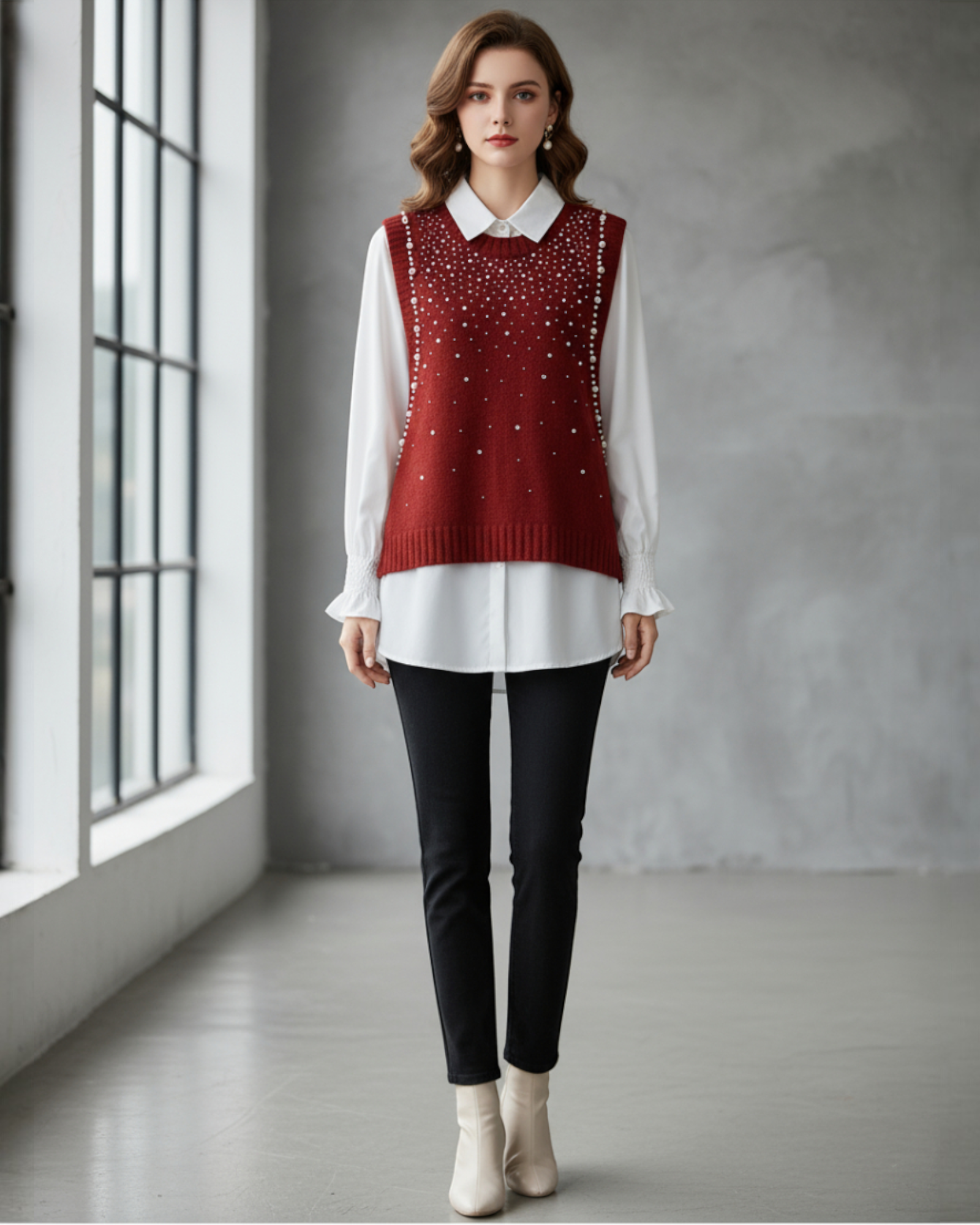 Pearl Embellished Knit Vest