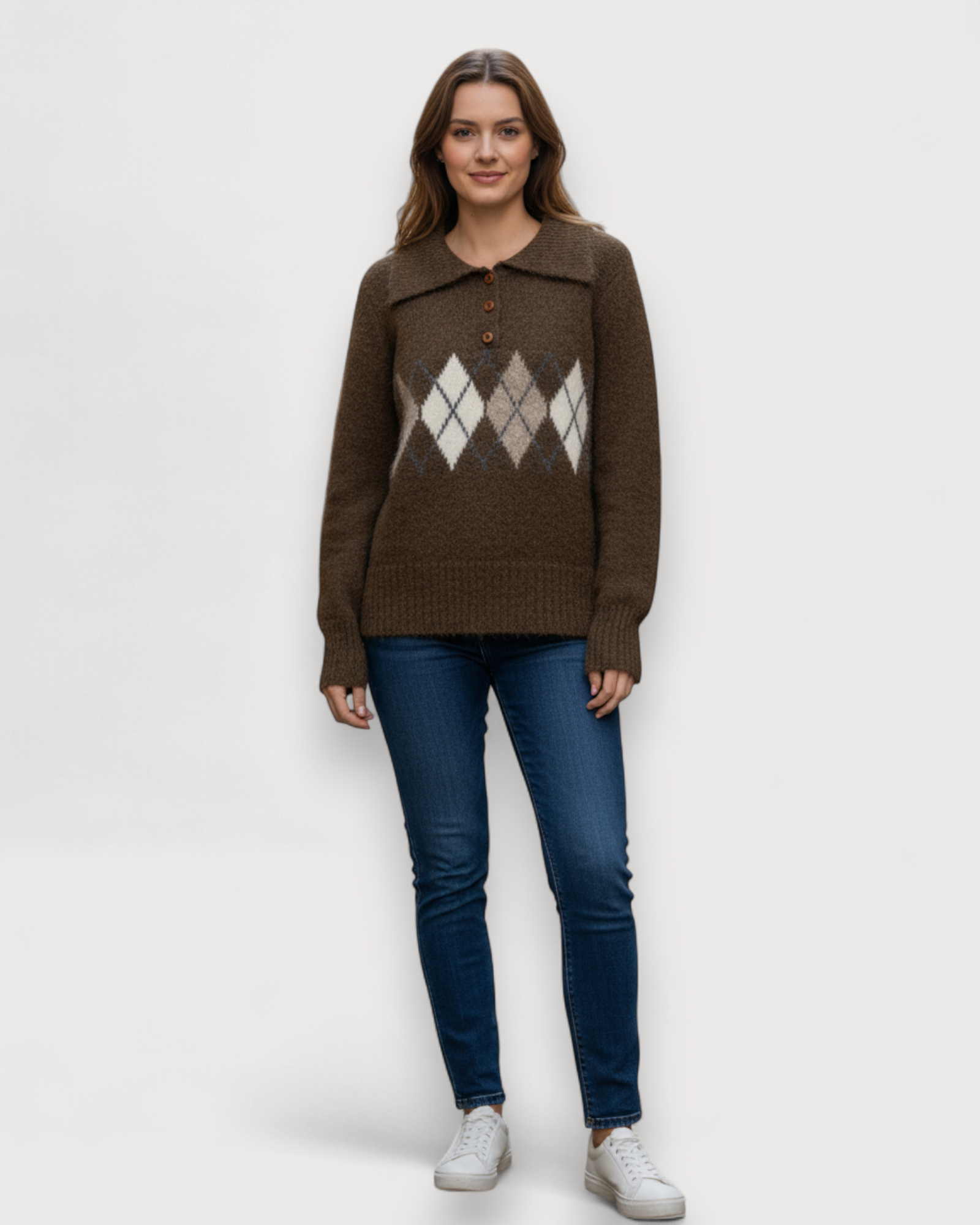Argyle Knit Polo Sweater
