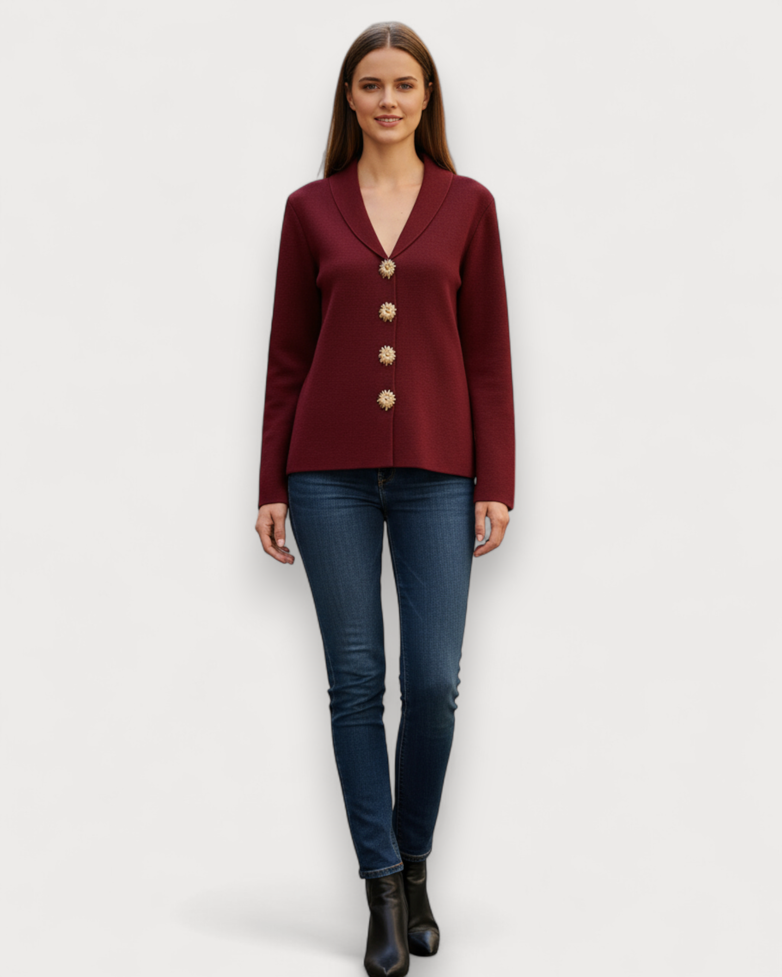 Gold Button Knit Cardigan Top